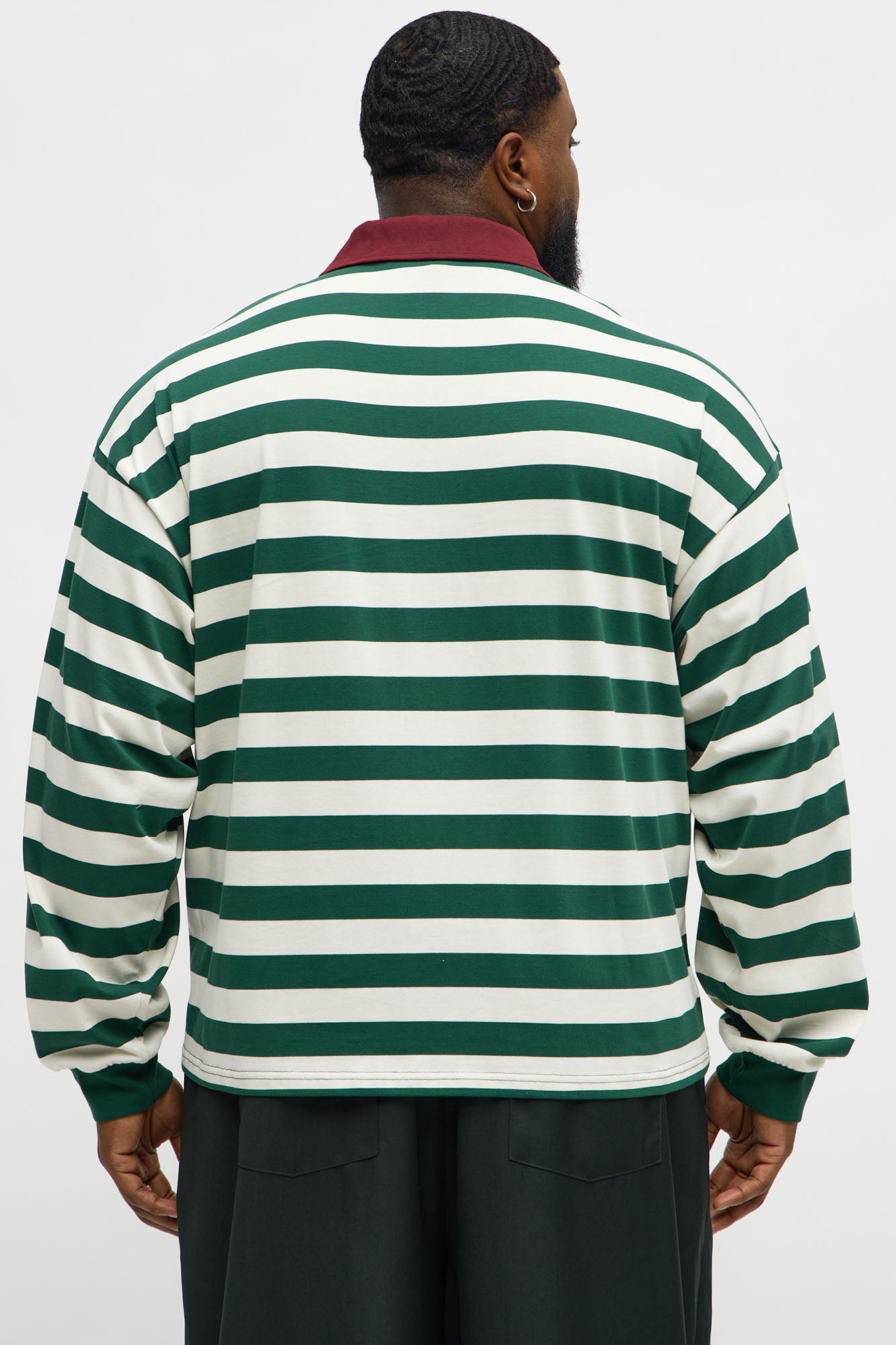 Saints Striped Long Sleeve Rugby Polo - Green/combo