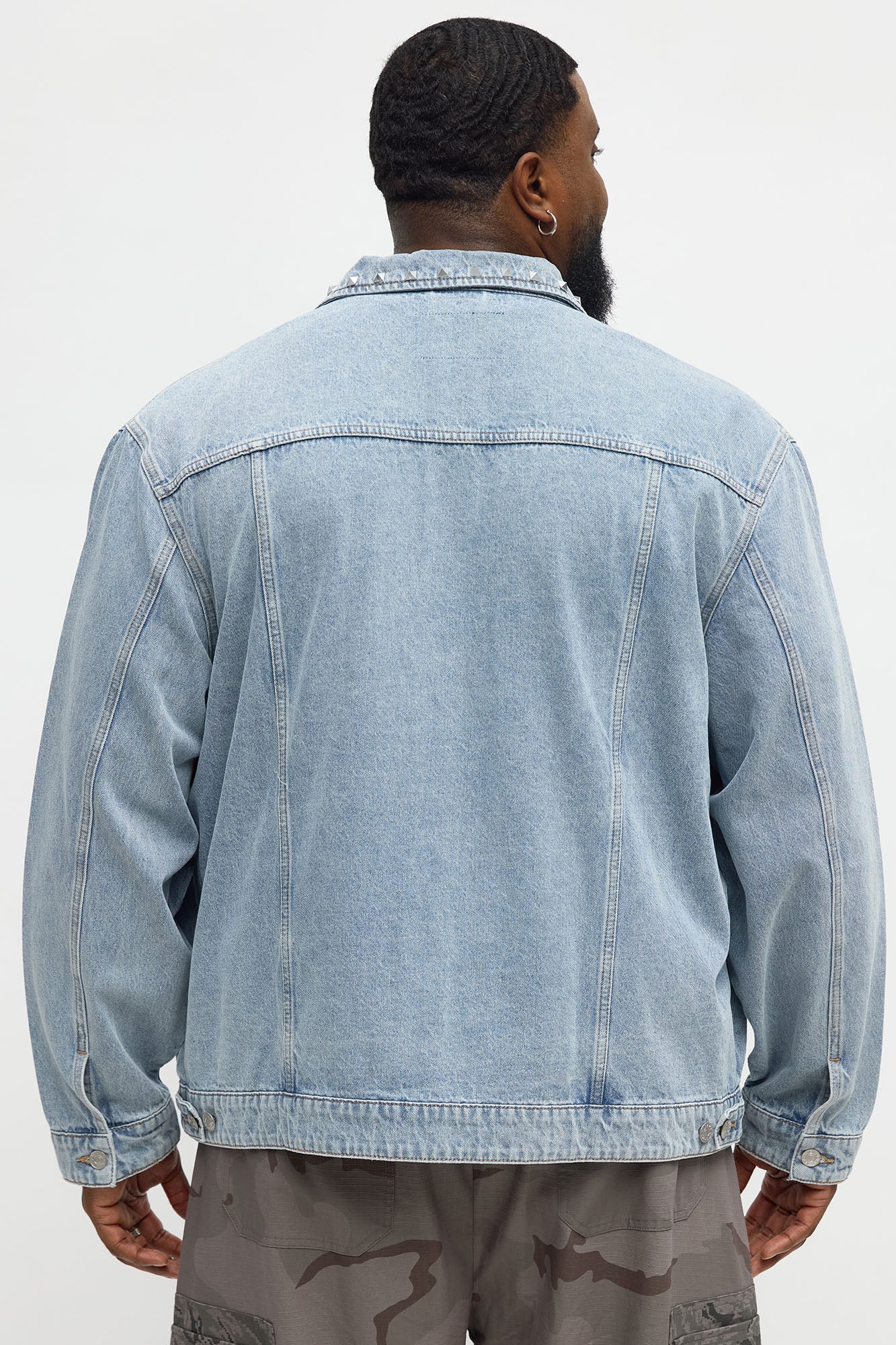 Not The Bad Guy Studded Trucker Jacket - Light Blue Wash