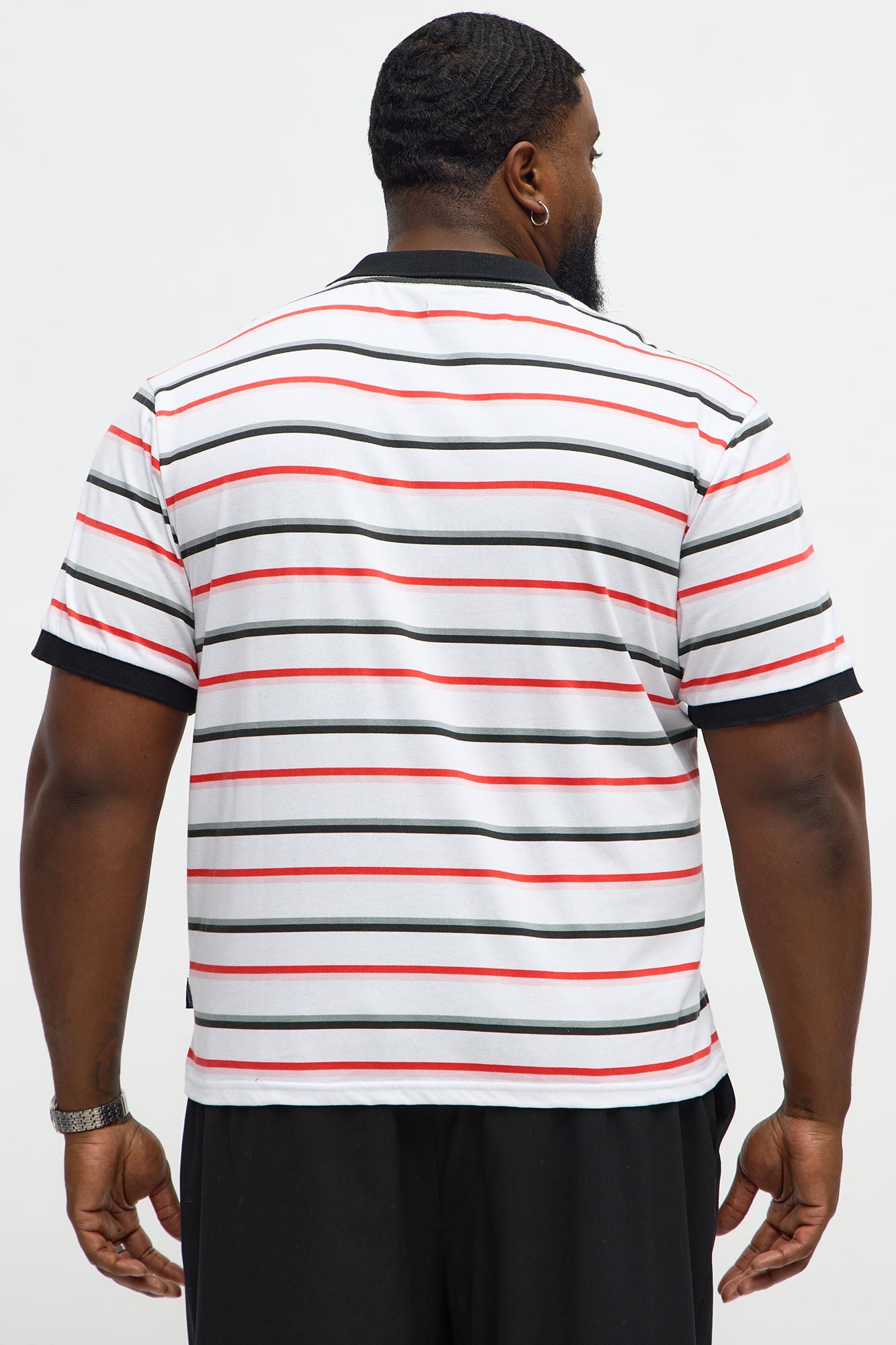 Southpole Short Sleeve Full Striped Polo - White
