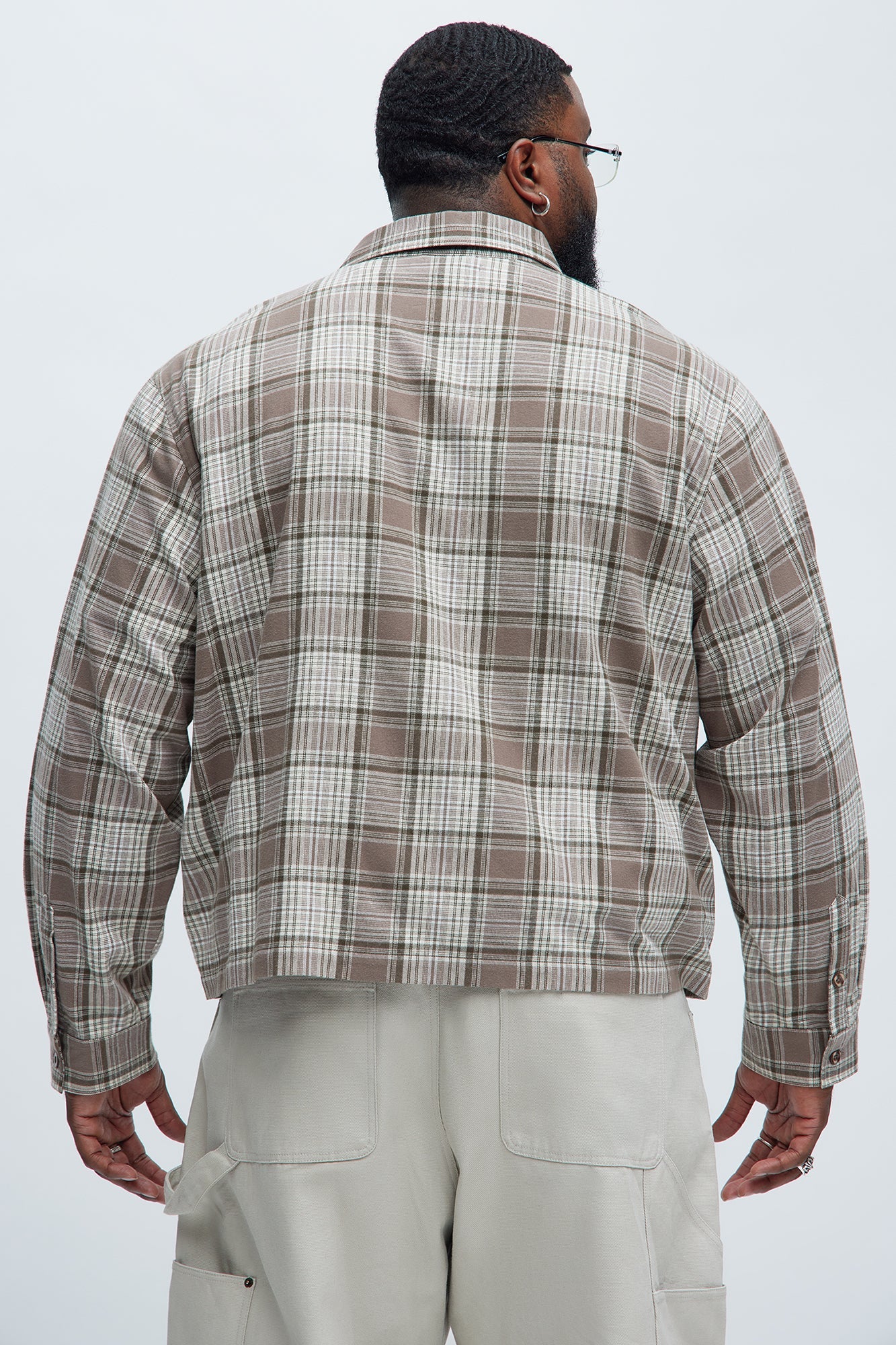 Delano Cropped Plaid Shirt - Taupe/combo