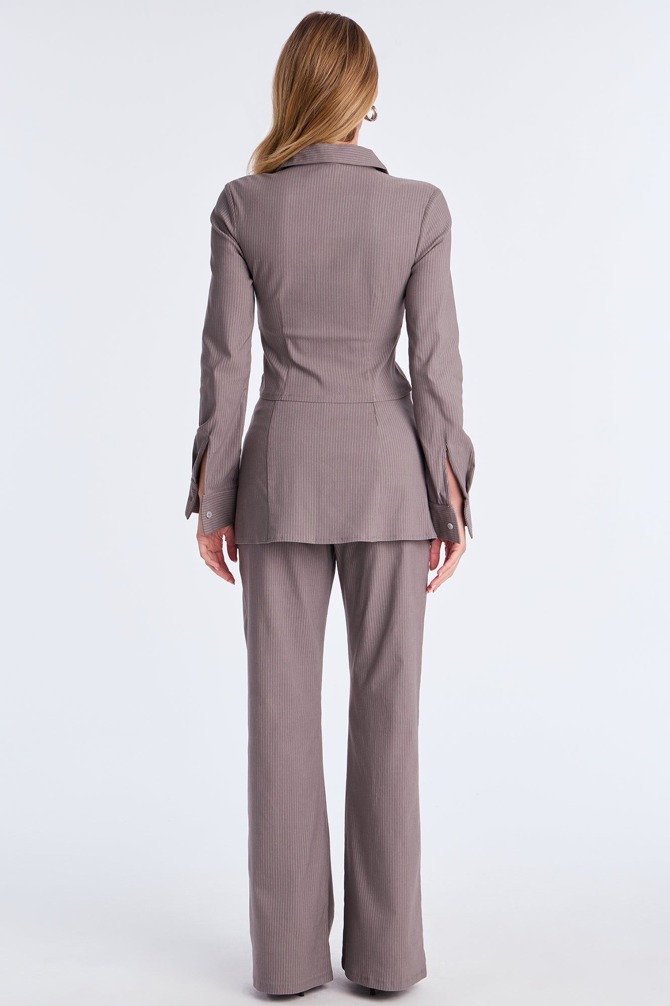 Double Booked Pinstripe Pant Set - Grey