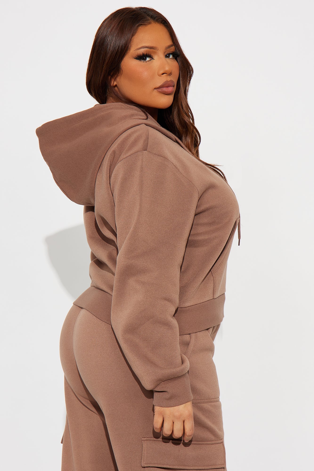 Kinsley Cropped Hoodie - Brown