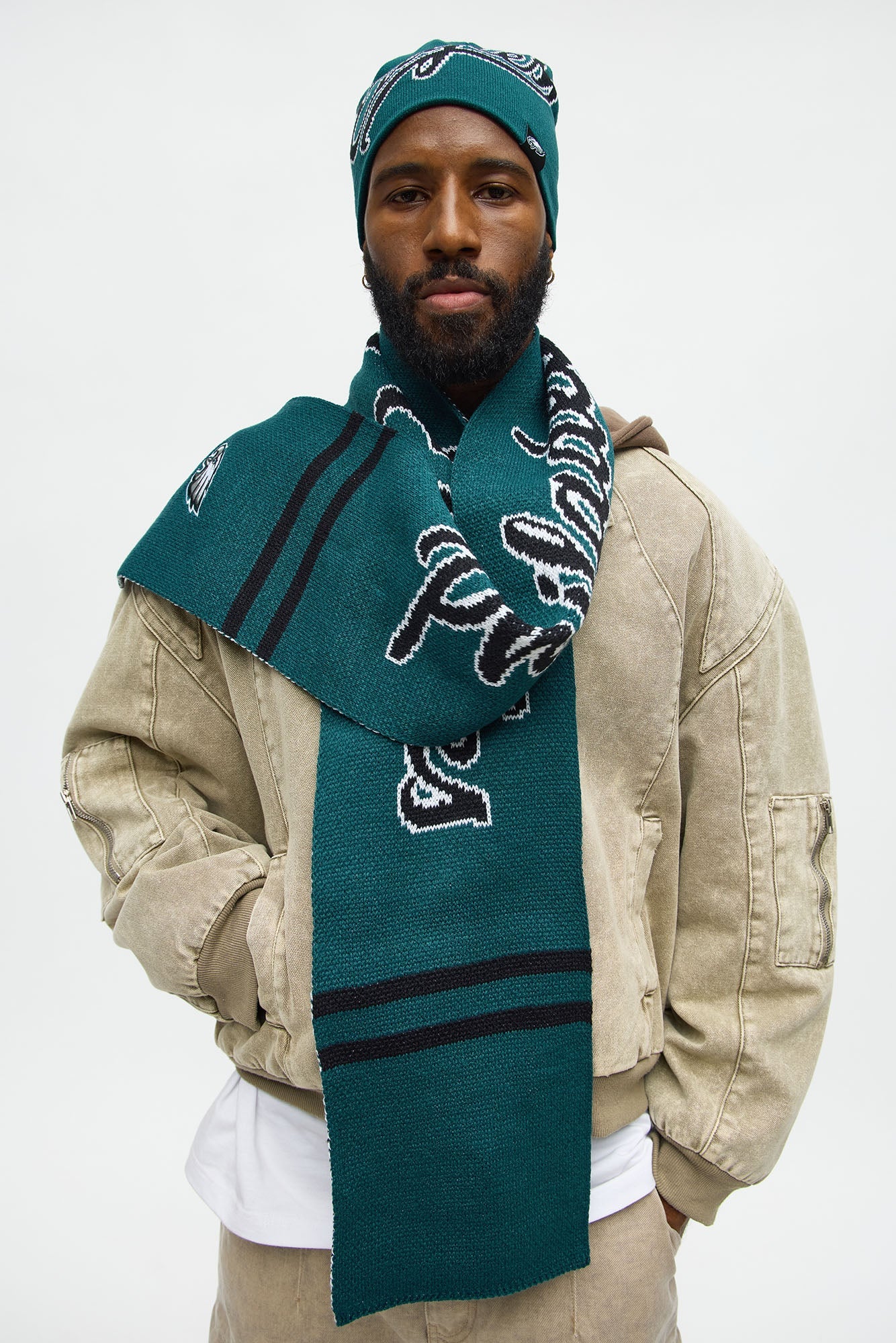 Philadelphia Eagles Scripted Scarf Set - Green/combo