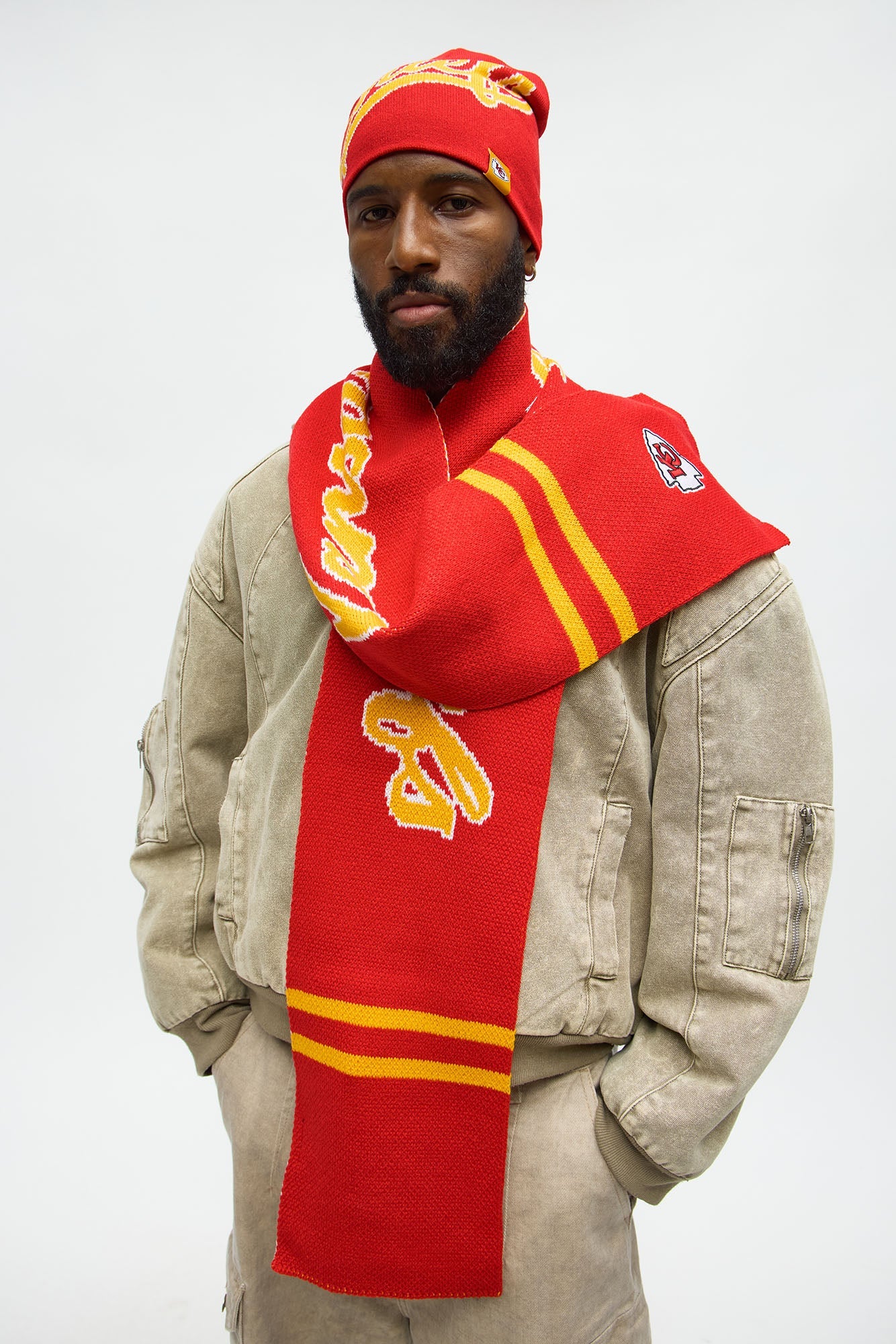 Kansas City Chiefs Scripted Scarf Set - Red/combo