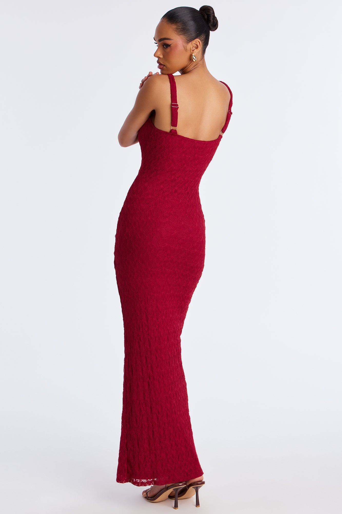 Cleo Lace Maxi Dress - Burgundy