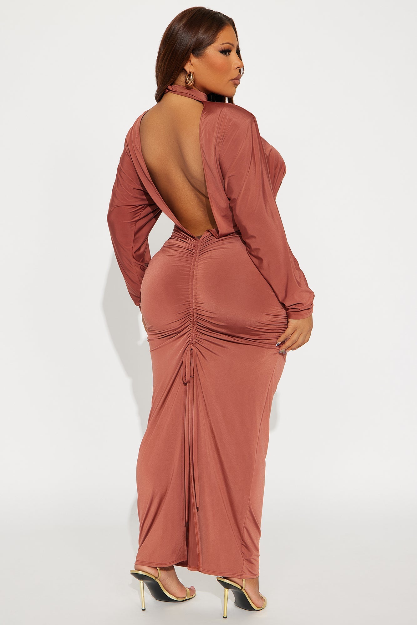 Illegal Love Backless Maxi Dress - Rust