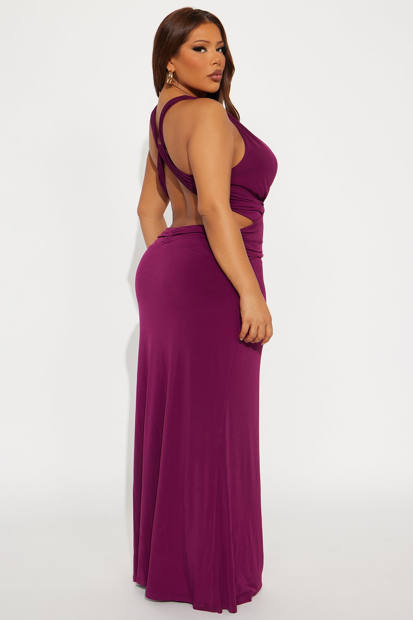 Easy For Me Backless Maxi Gown - Plum