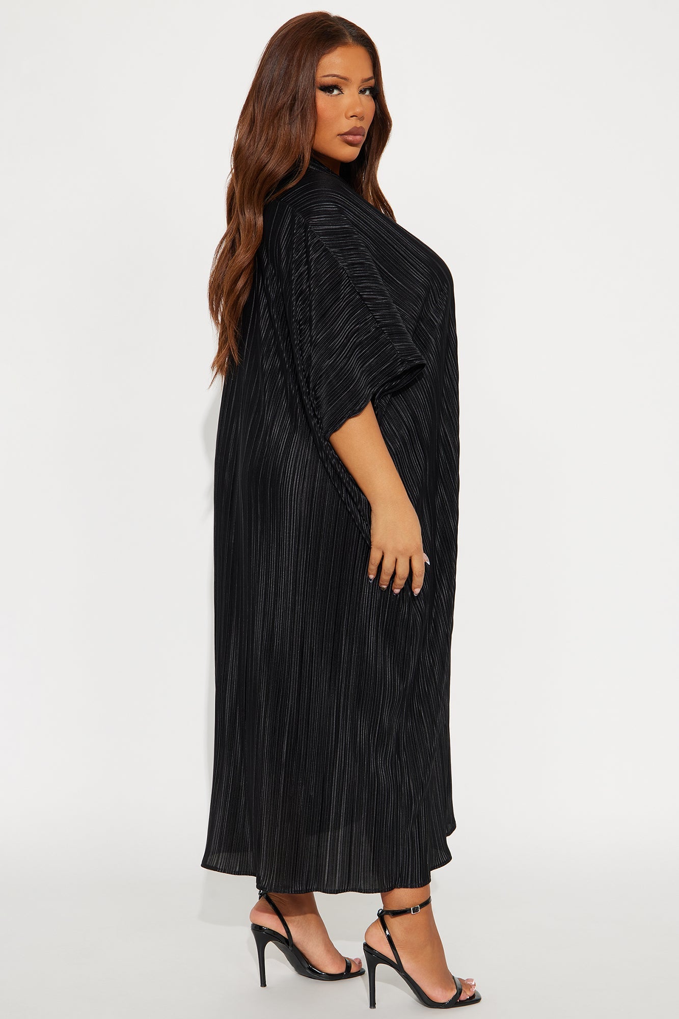 Isa Plisse Maxi Dress - Black