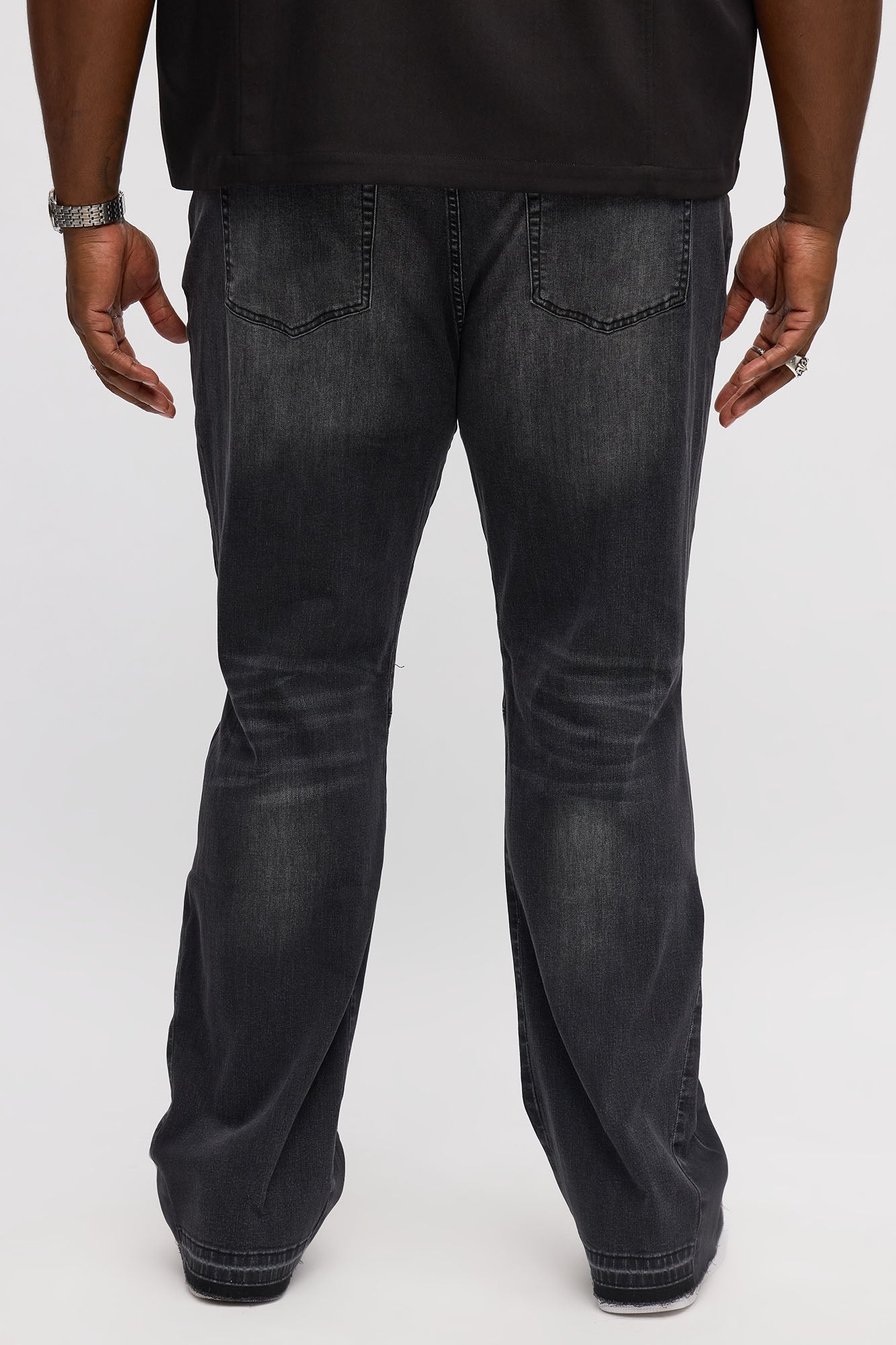 Stacked Slim Flare Panel Me Ripped Jean - Black Wash