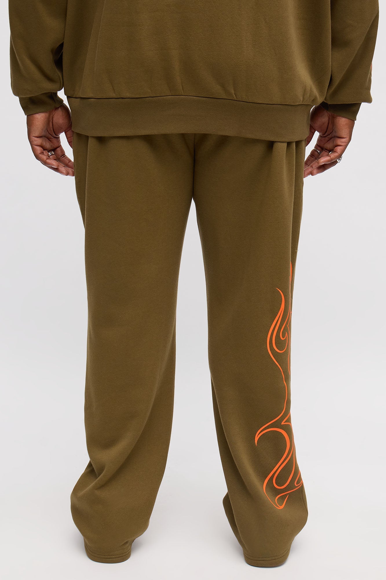 Von Dutch Fire Logo Baggy Sweatpants - Olive