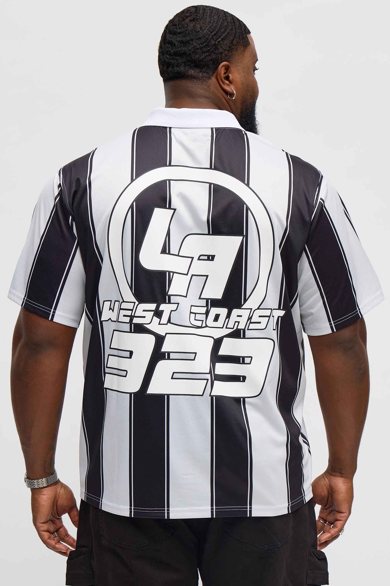 323 LA Striped Polo Top - Black/White