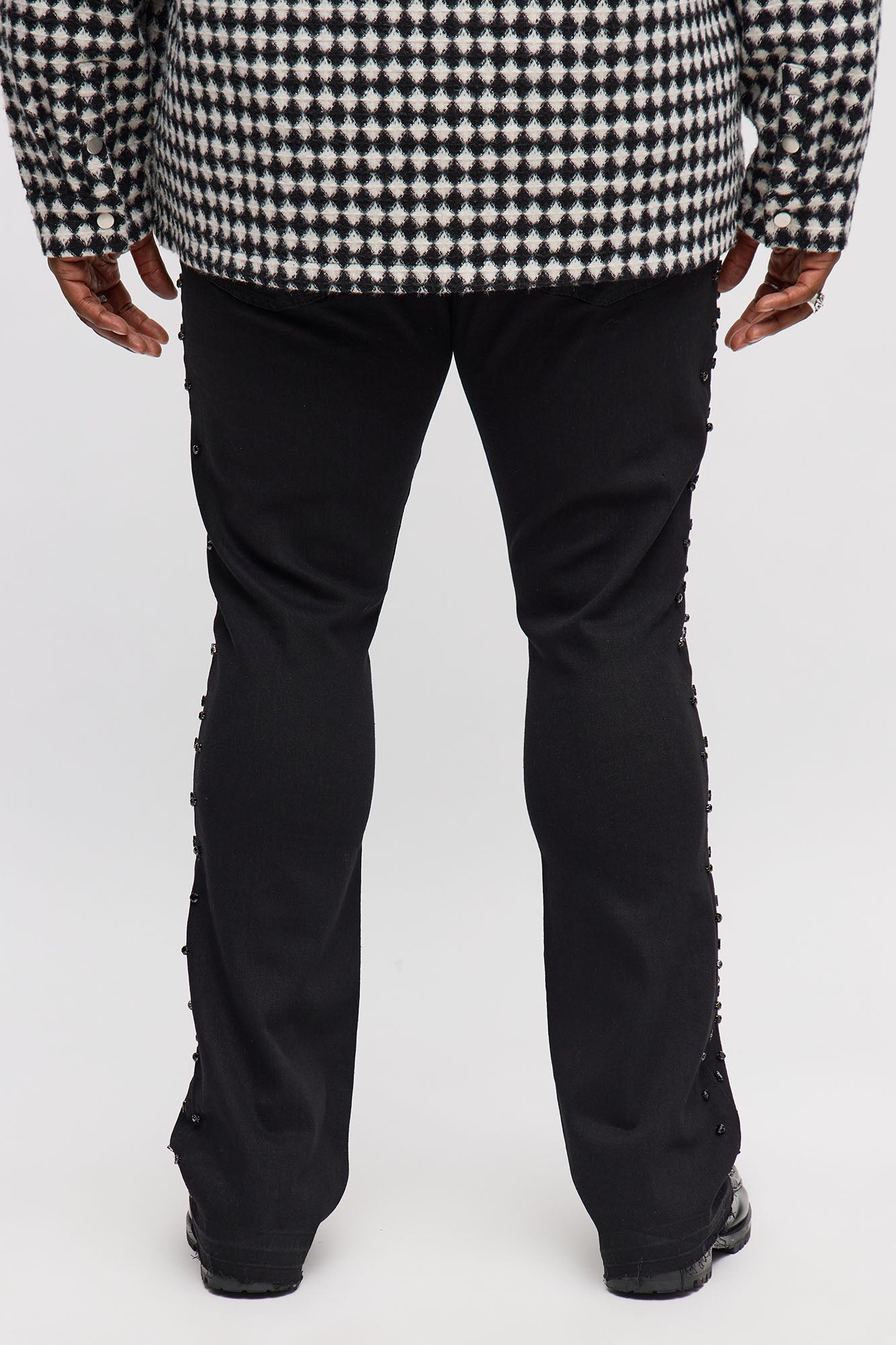 Stacked Skinny Flare By My Side Studded Jean - Black