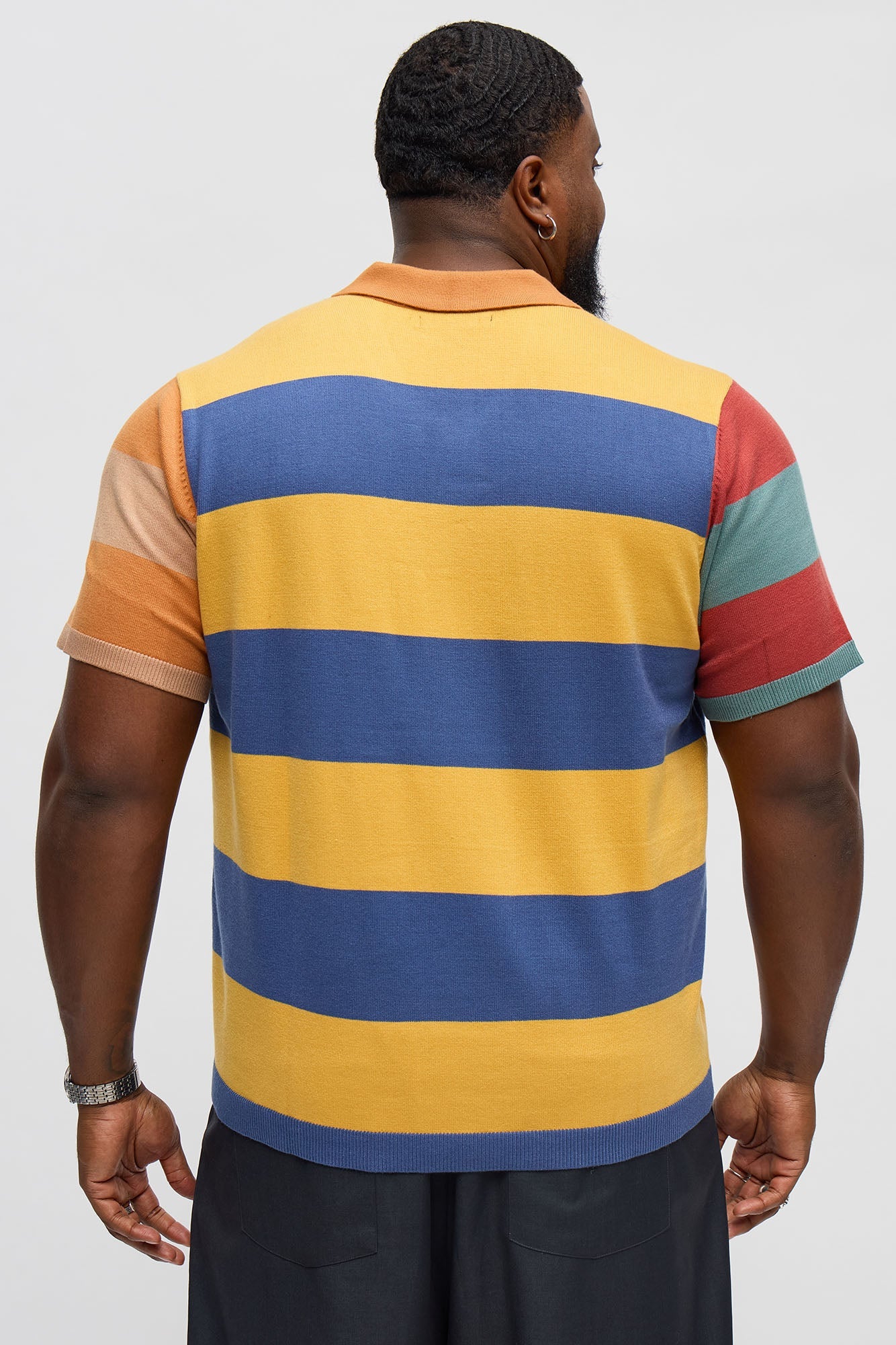 Relaxed Multi Color Dreamer Knitted Polo - Mustard/combo