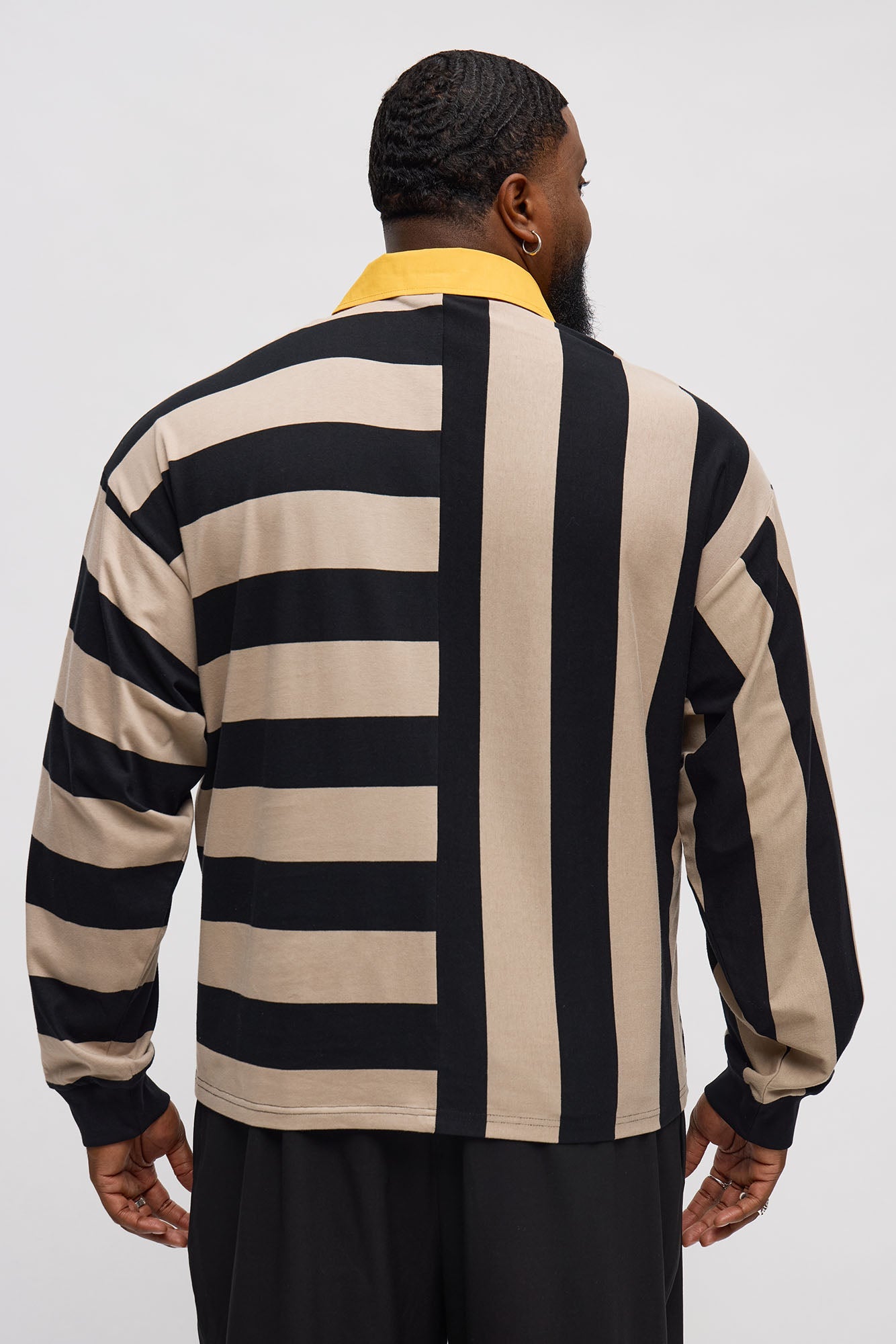 Cropped Saints Long Sleeve Rugby Polo - Black/combo