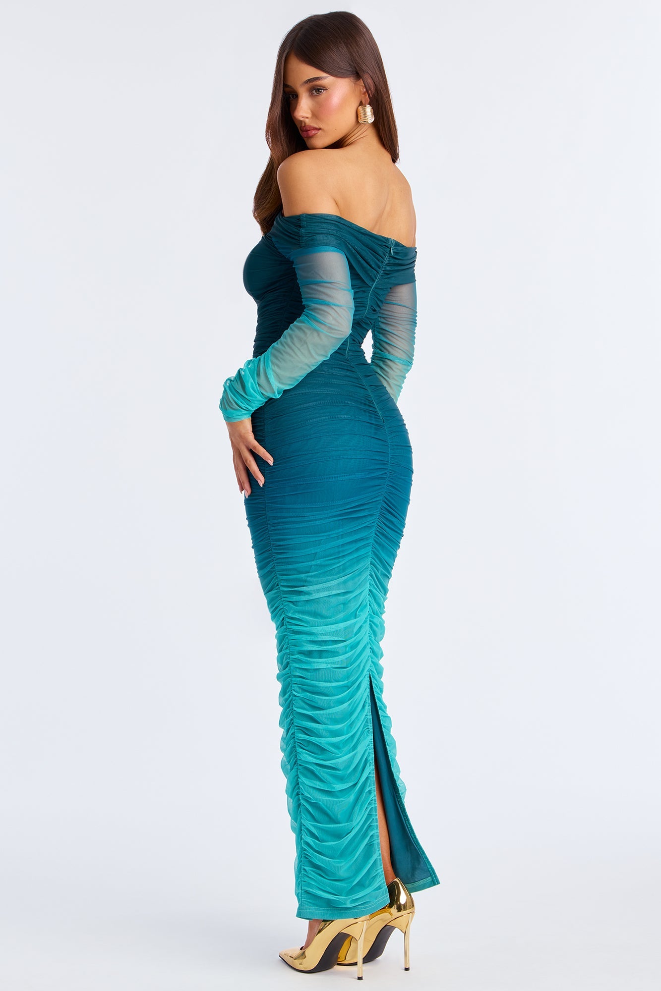 Find Me Ombre Mesh Maxi Dress - Teal