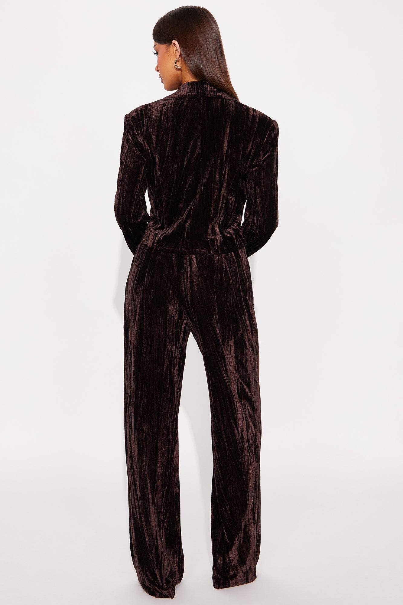 Valerie Velvet Blazer Pant Set - Chocolate