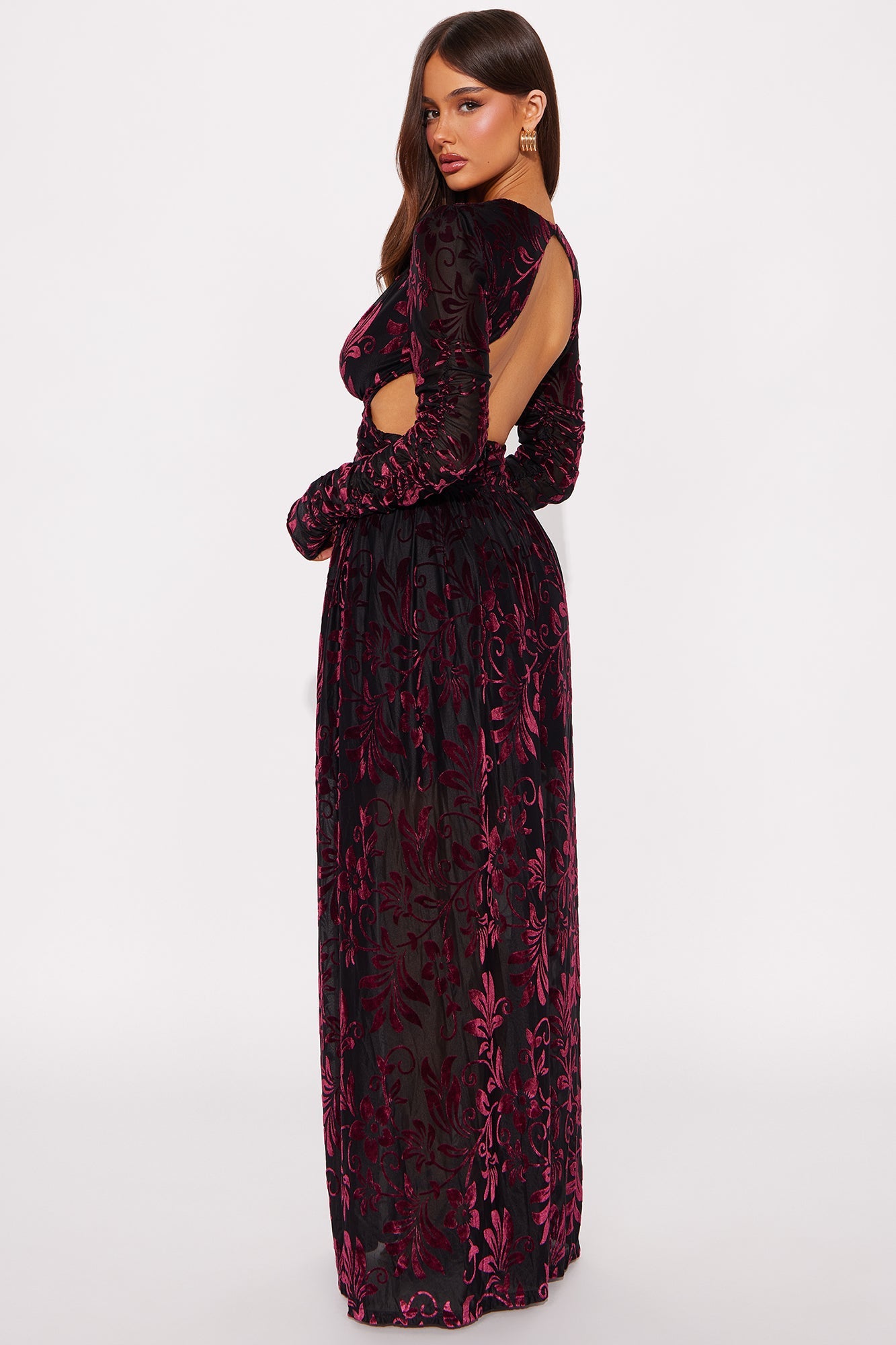 Charlena Floral Backless Maxi Dress - Black/Pink