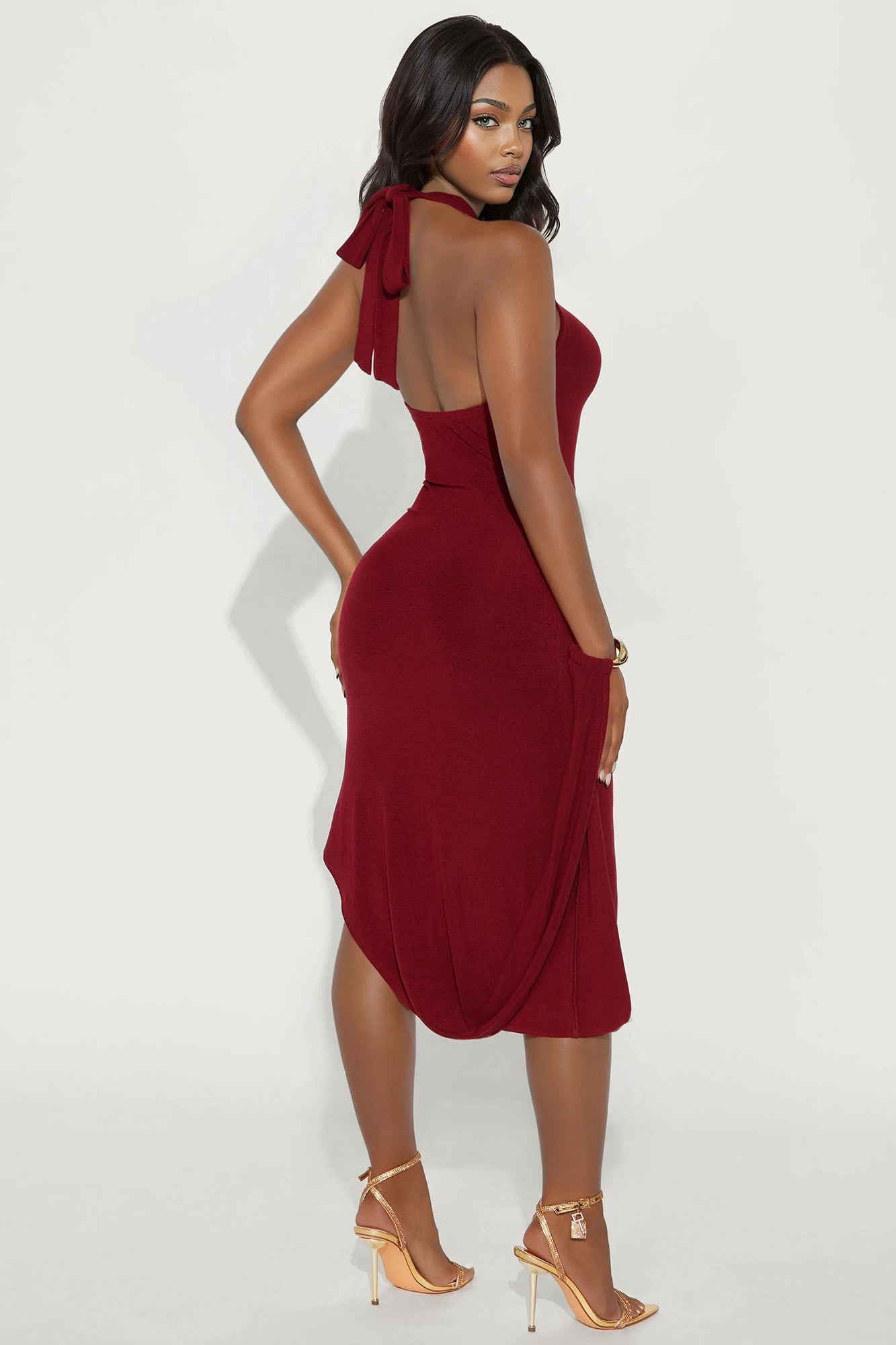 Bryar Backless Mini Dress - Burgundy