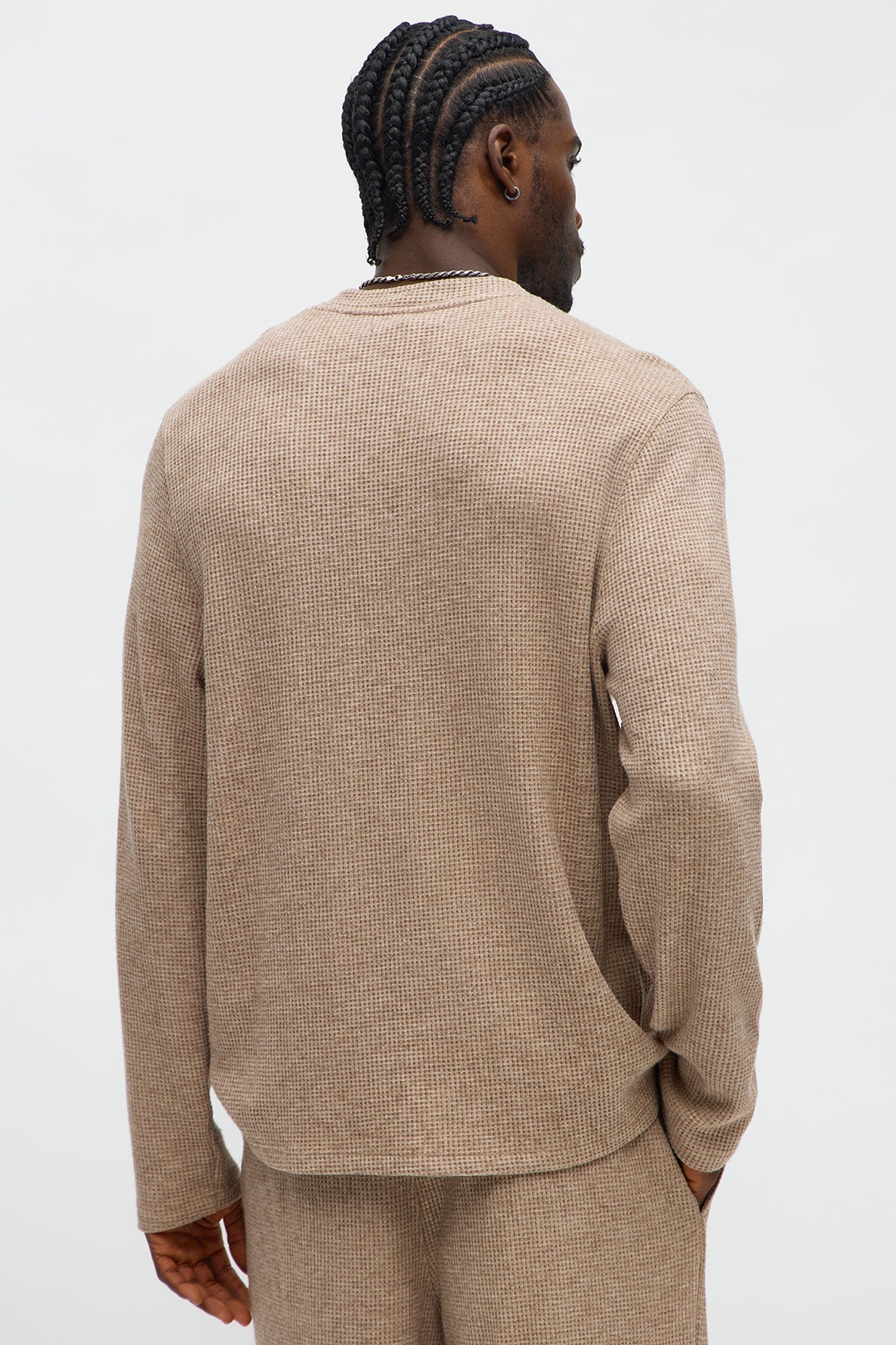 Cozy Waffle Thermal Long Sleeve Shirt - Tan