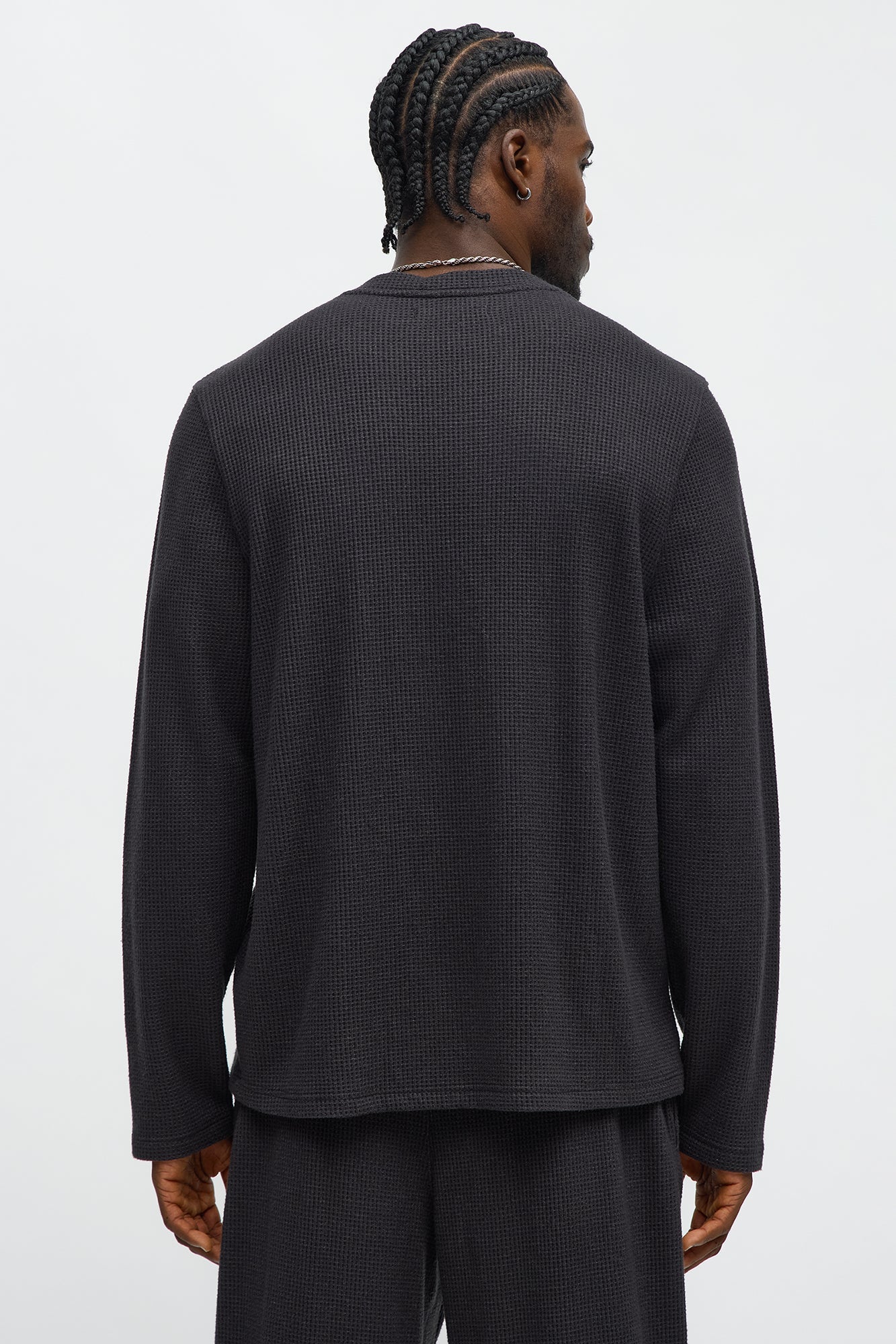 Cozy Waffle Thermal Long Sleeve Shirt - Charcoal