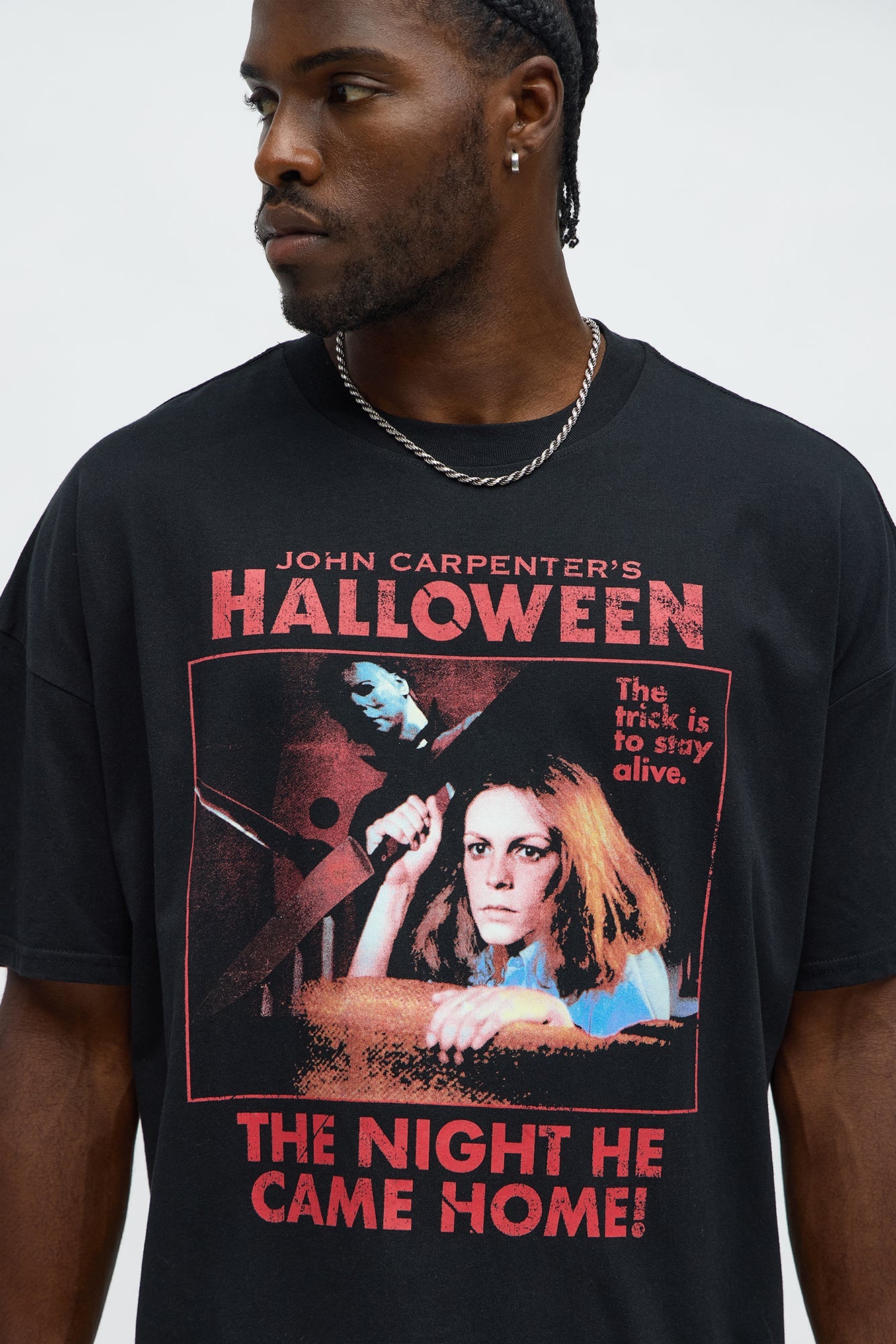 Halloween The Night He Came Home Oversized Short Sleeve Tee - Black