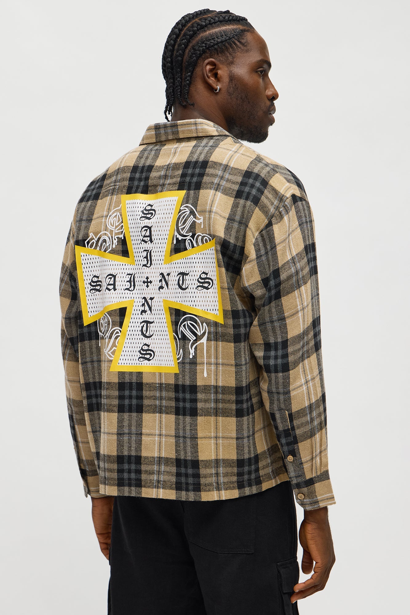 Saints Patched Up Printed Flannel - Taupe/combo