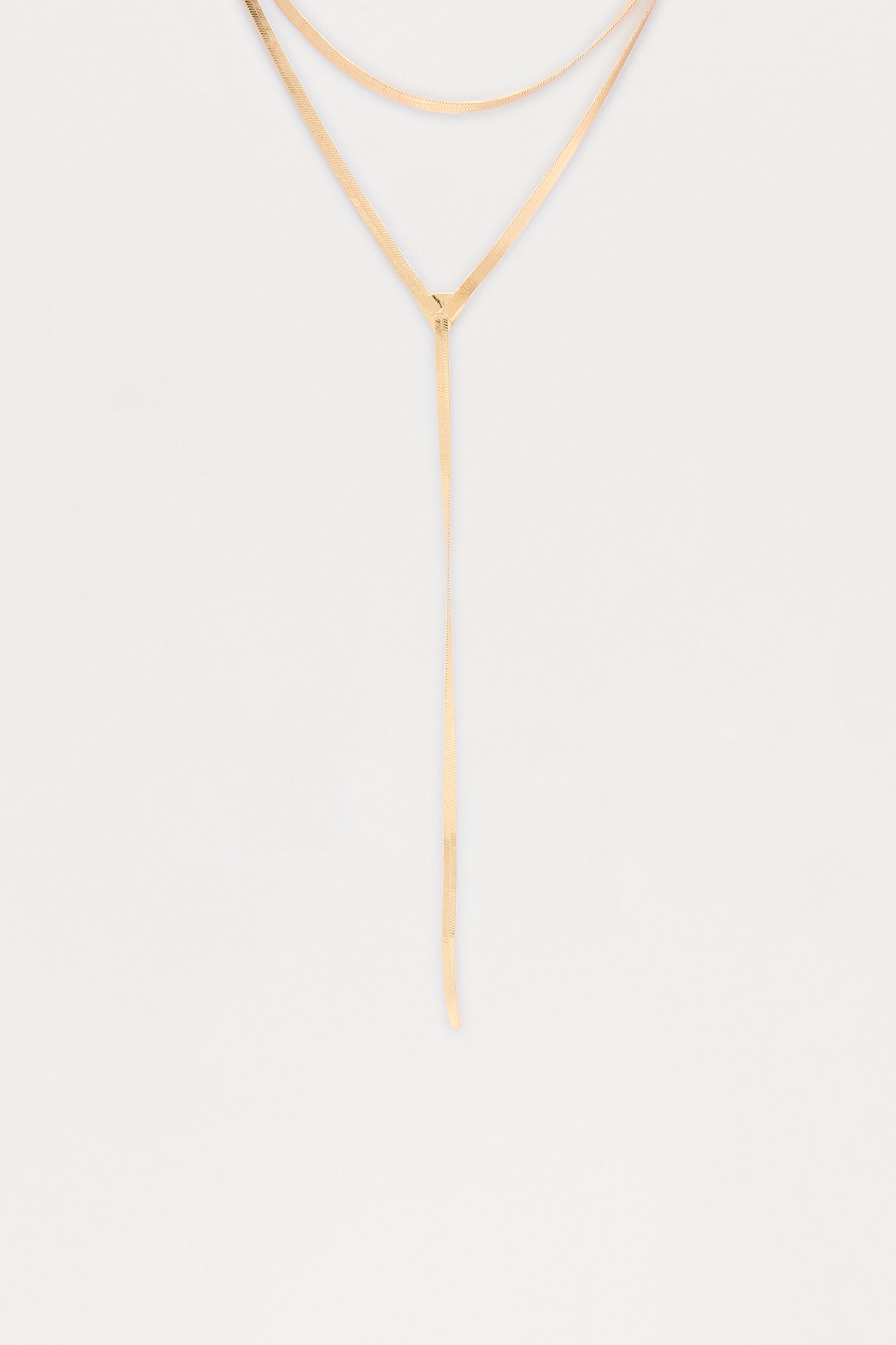 Double Trouble Snake Chain Lariat Necklace - Gold
