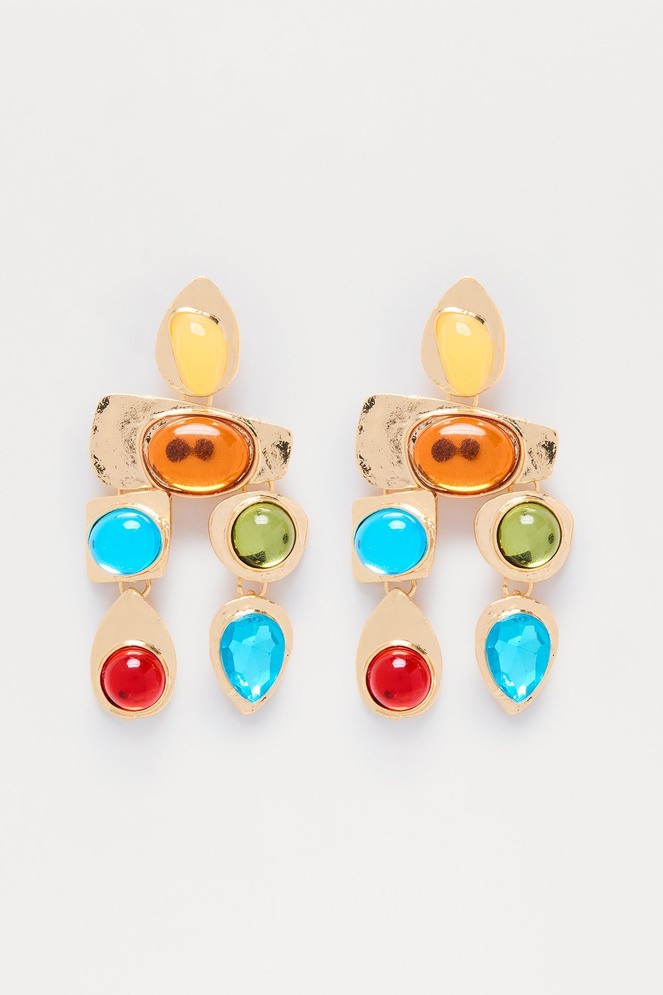 All At Once Jeweled Drop Earrings - Multi Color