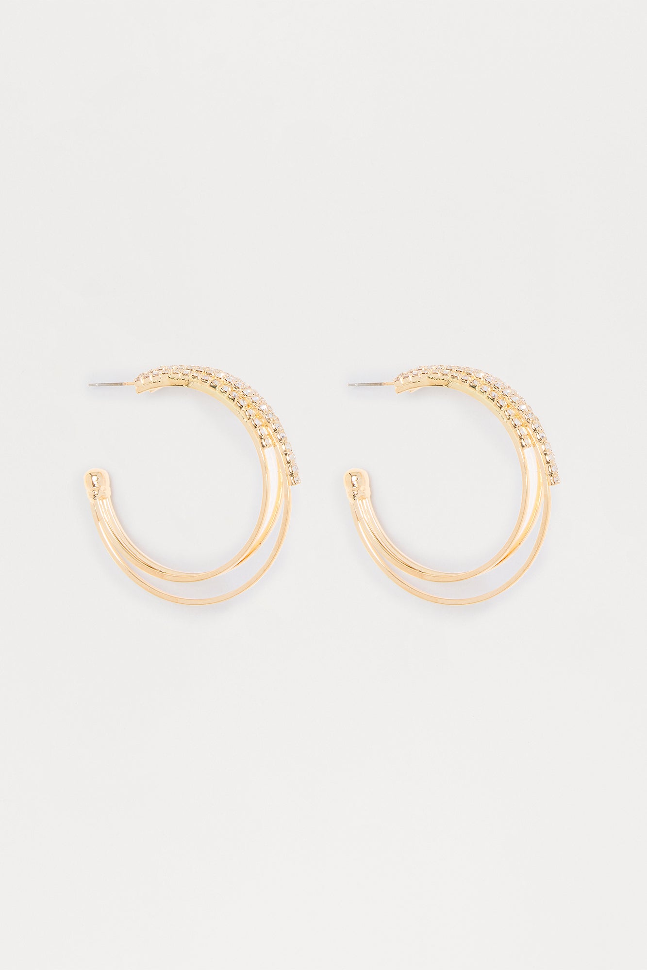 Glass Up Rhinestone Hoop Earrings - Gold