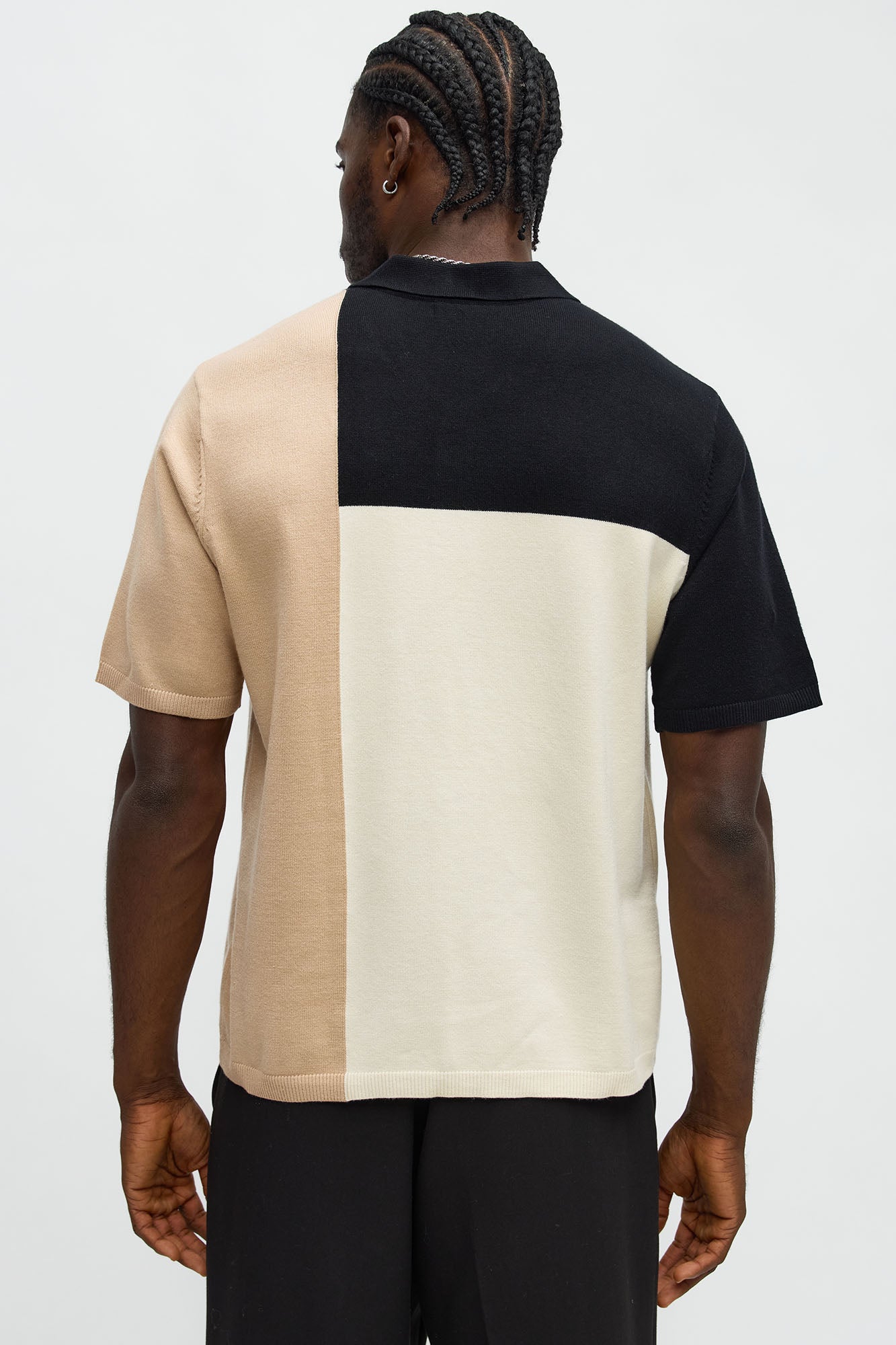Tetris Color Blocked Knitted Polo - Black/combo