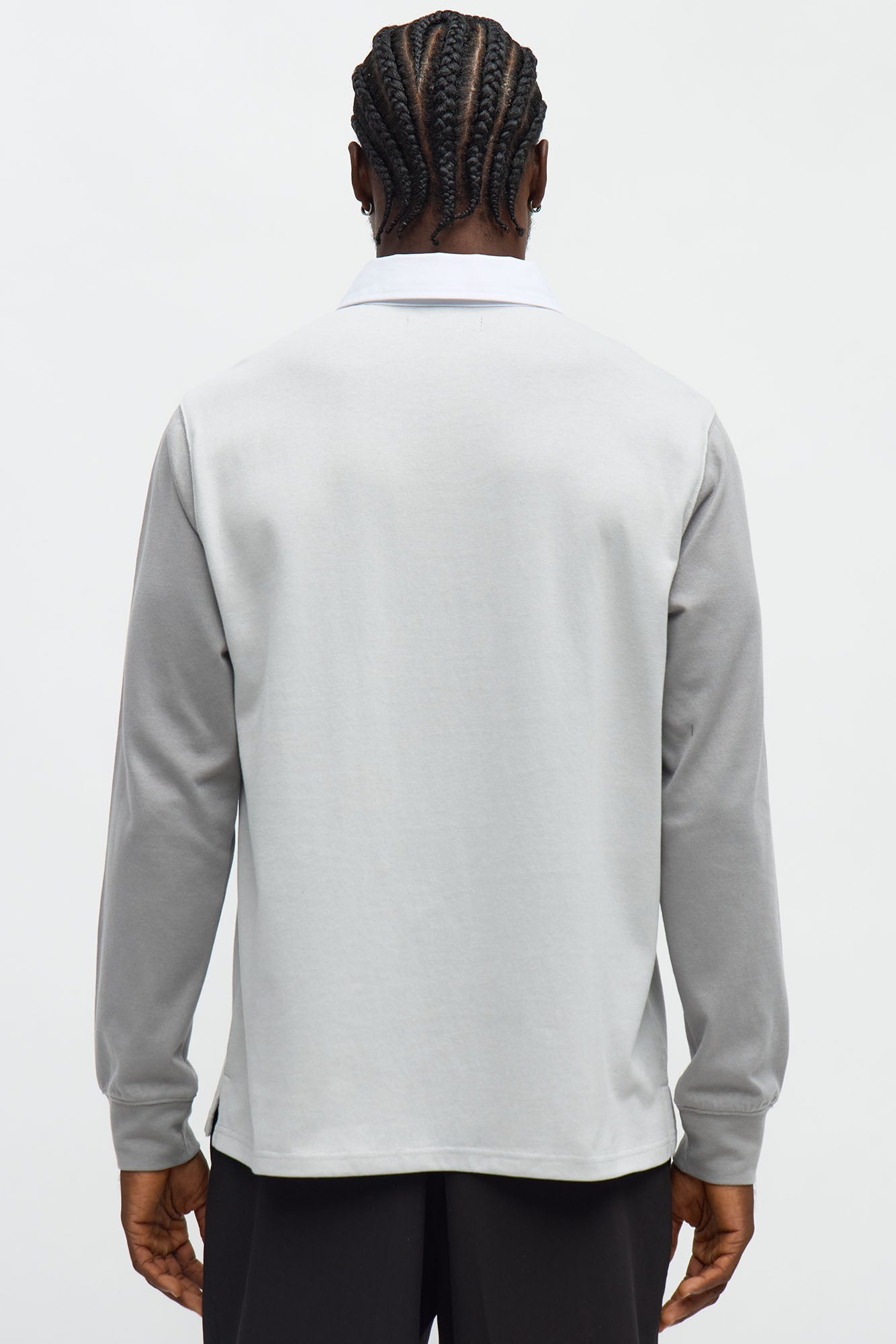 Luxe Long Sleeve Polo - Grey