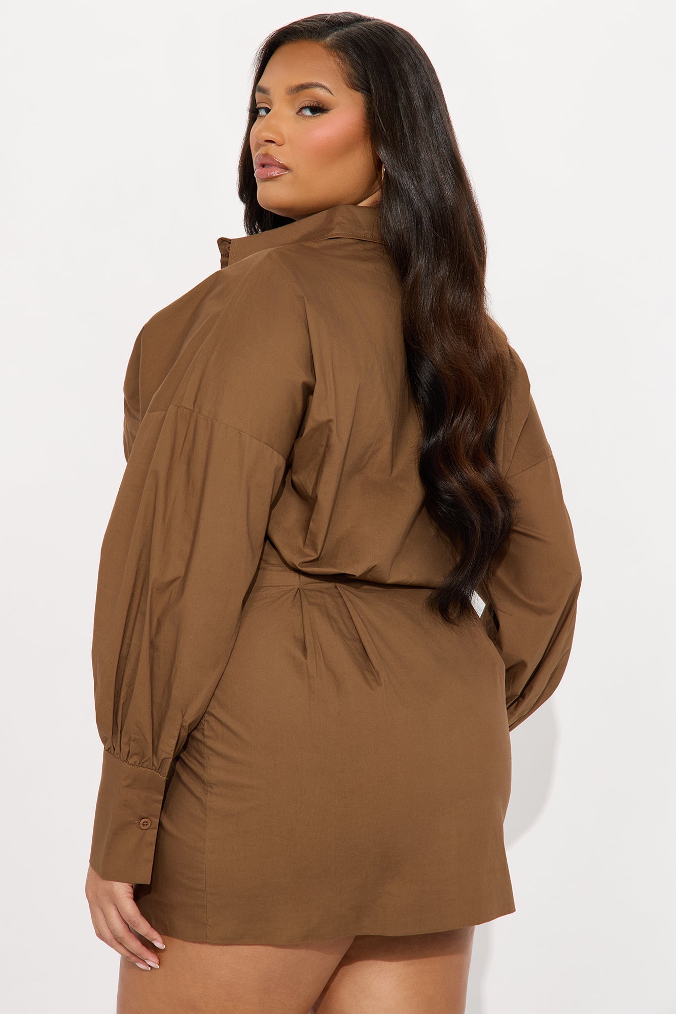 Naya Belted Poplin Shirt Mini Dress - Taupe