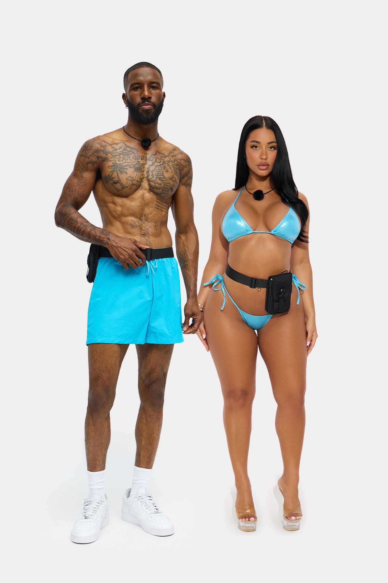 Male Villa Bombshell 3 Piece Swim Trunk And Mic Halloween Costume - Blue