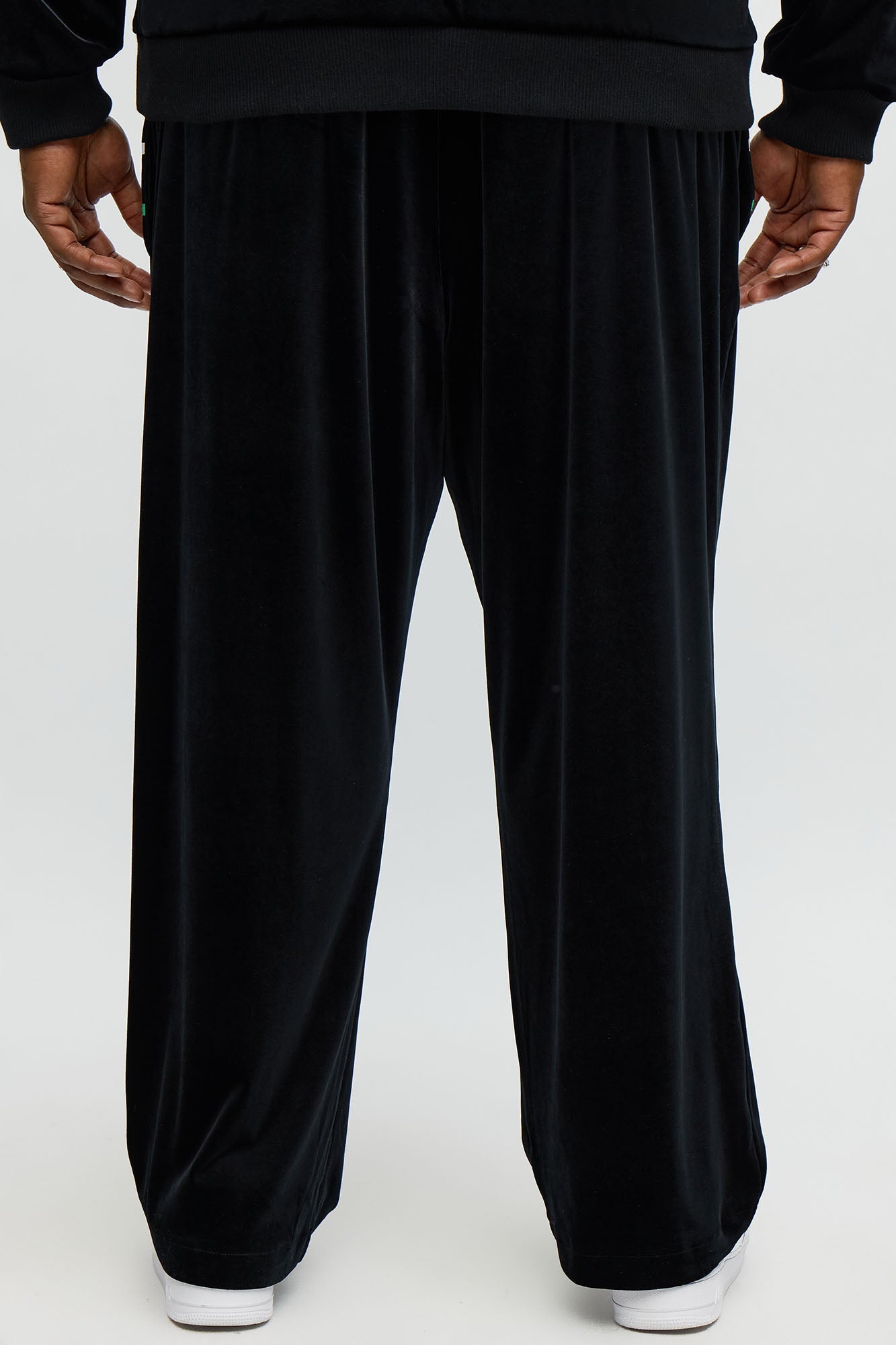 Velour Piped Courtside Straight Track Pant - Black/Green