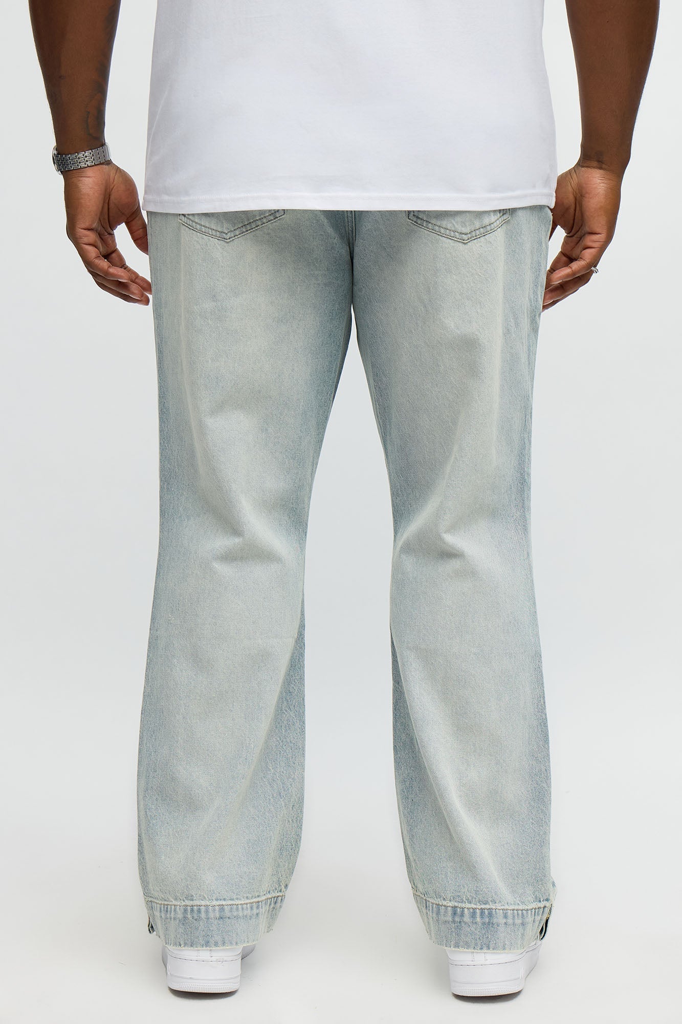 Straight Flare Snapped In Jean - Vintage Blue Wash