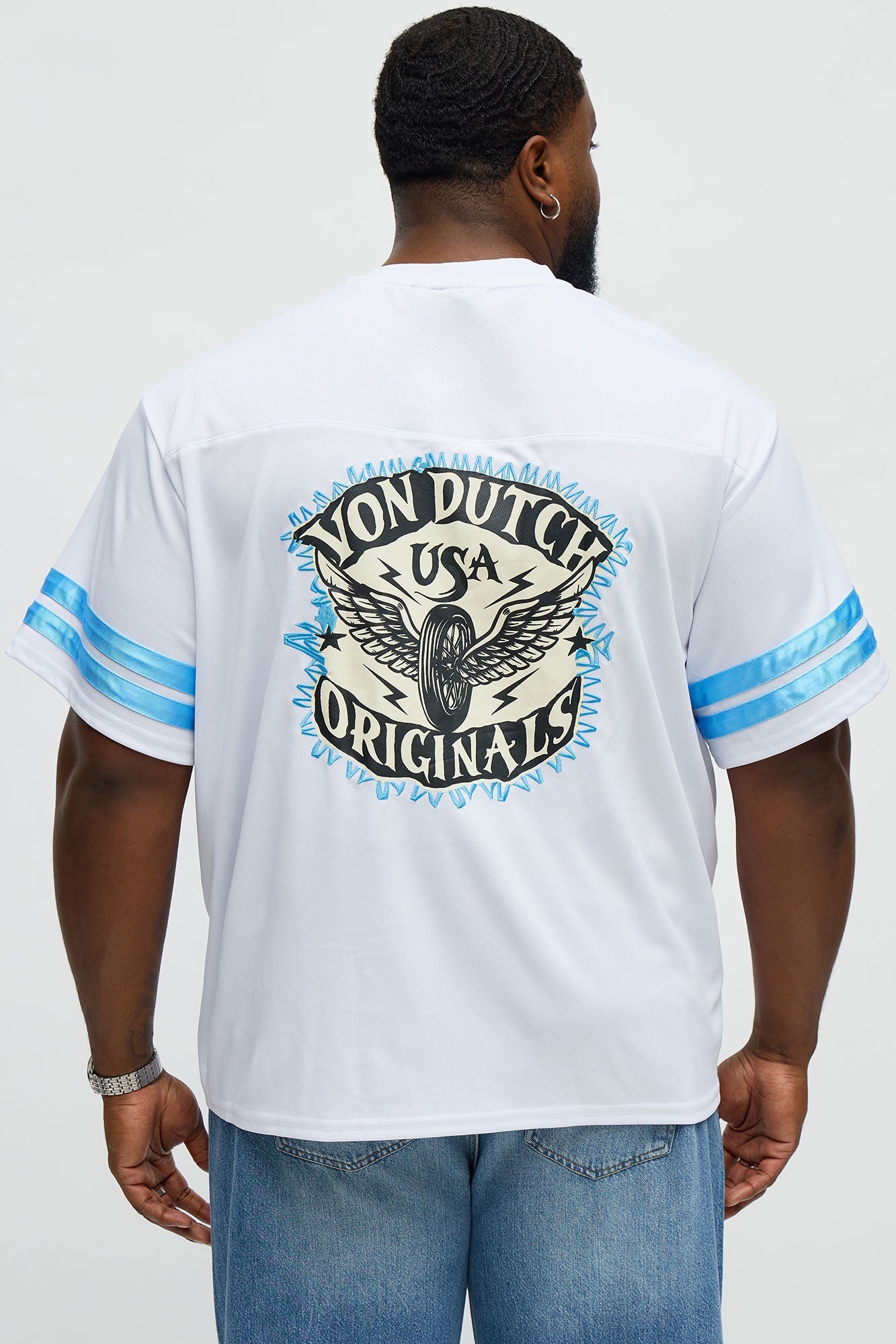 Von Dutch Originals V Neck Tee - White/combo