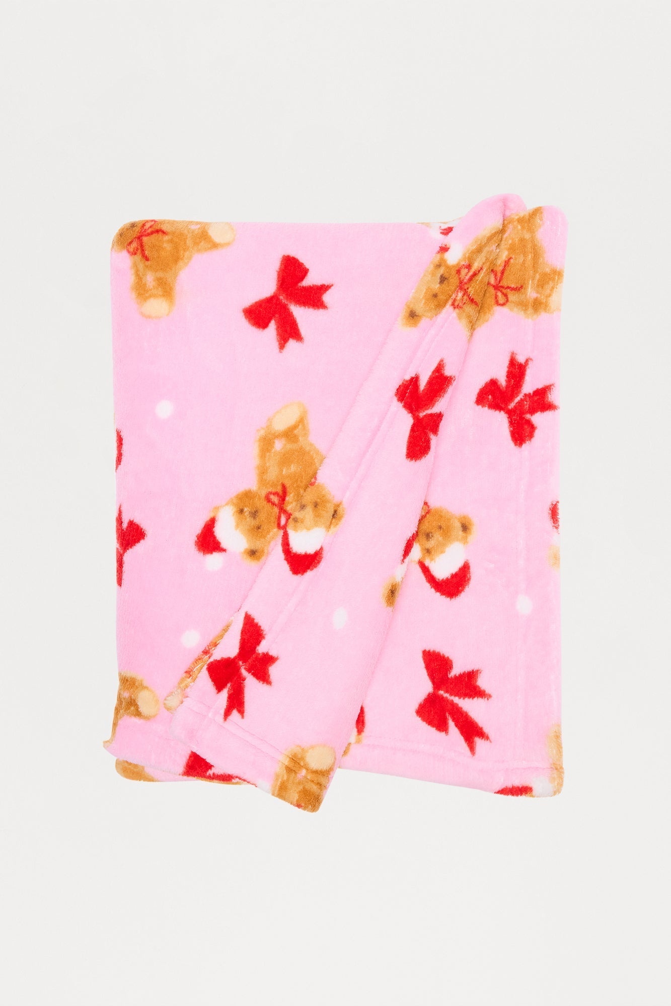 Winter Teddy Bears Plush Blanket - Pink/combo