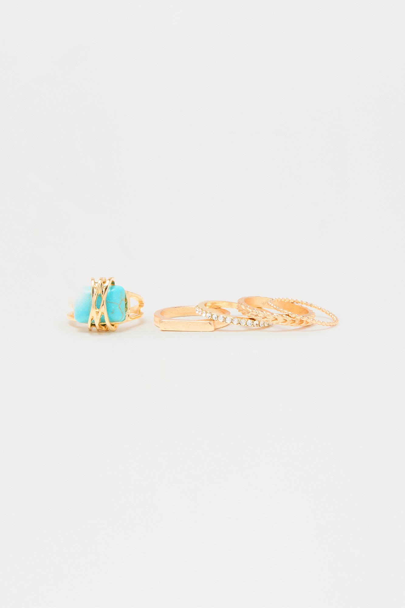 Best Out Of Five Jeweled 5 Piece Ring Set - Green/combo