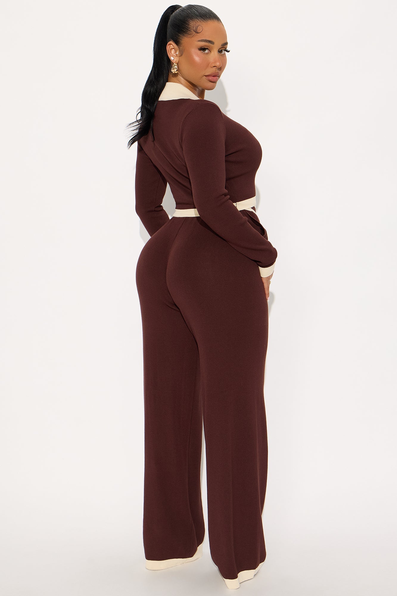 Rackell Sweater Pant Set - Brown