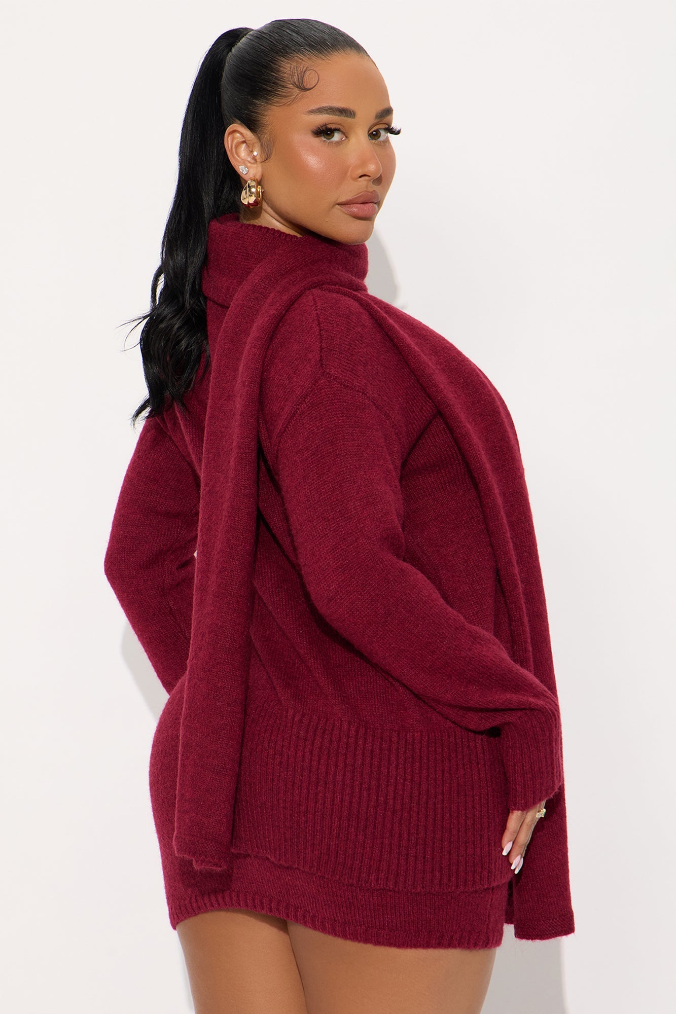 Savannah Sweater 3 Piece Skirt Set - Wine