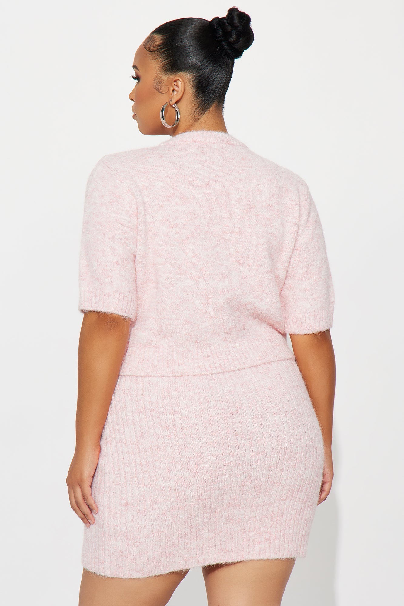Soft Petals Sweater Mini Dress Set - Pink