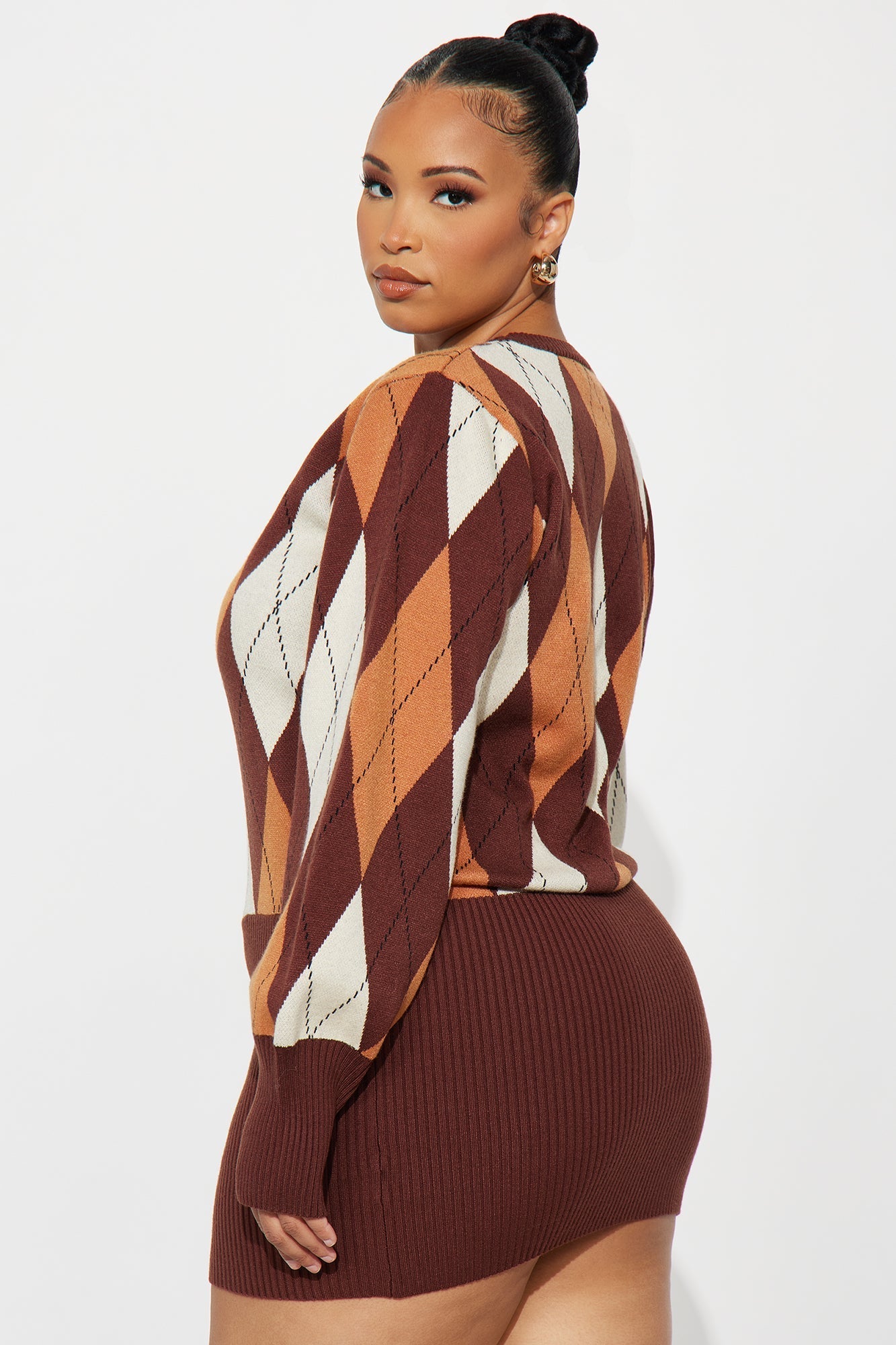 Clocked In Plaid Mini Dress - Brown/combo