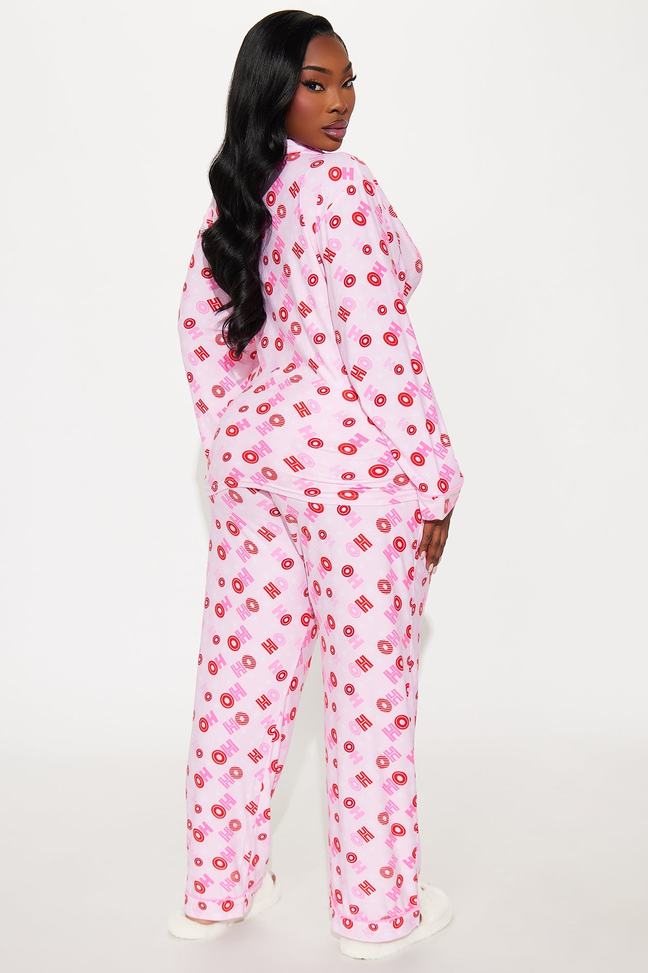 HoHoHo 3 Piece Long Sleeve PJ Pant Set - Pink
