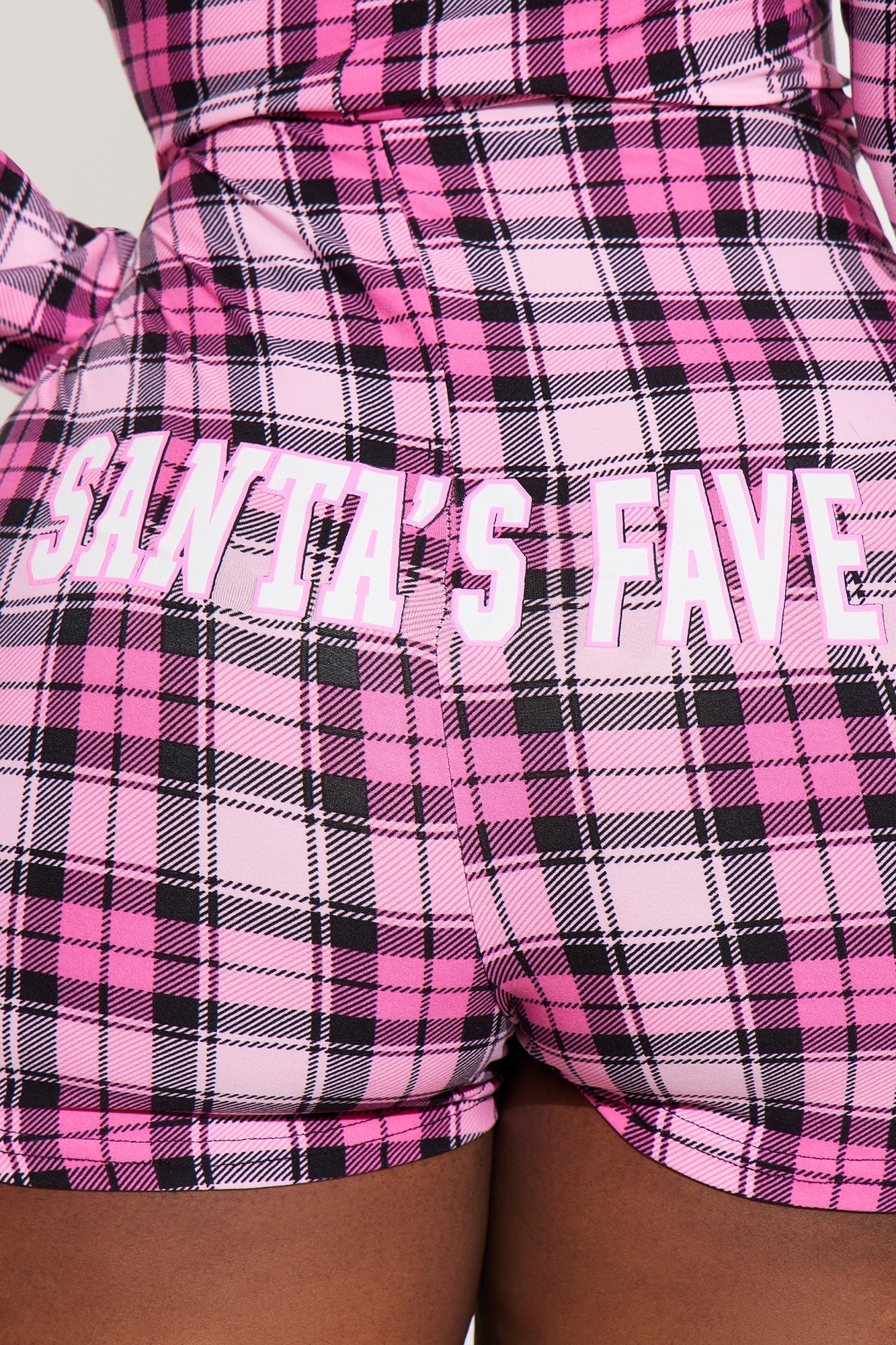 Santa's Fave Long Sleeve PJ Romper Onesie - Hot Pink/combo