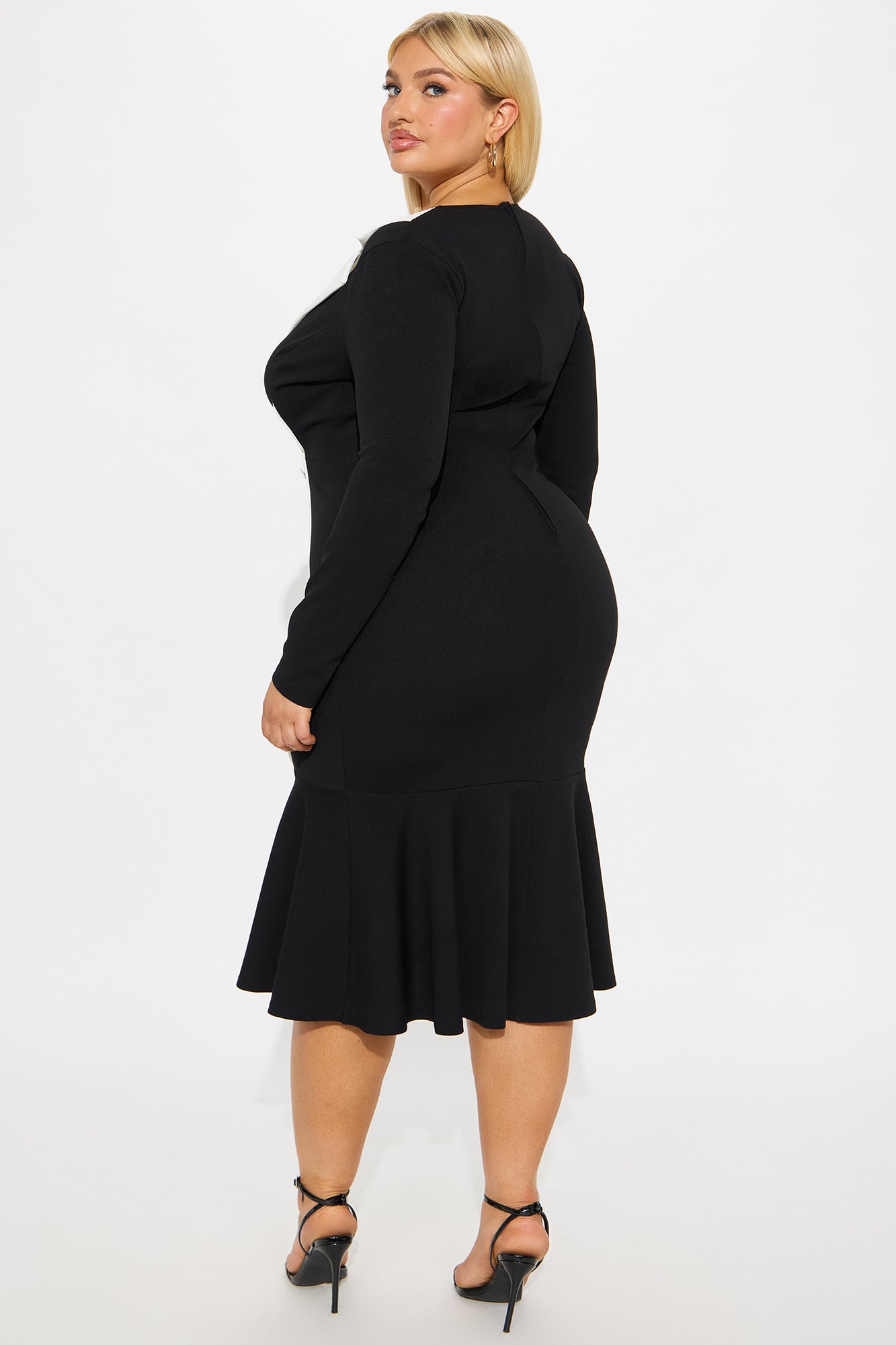 Linnea Mermaid Midi Dress - Black/White