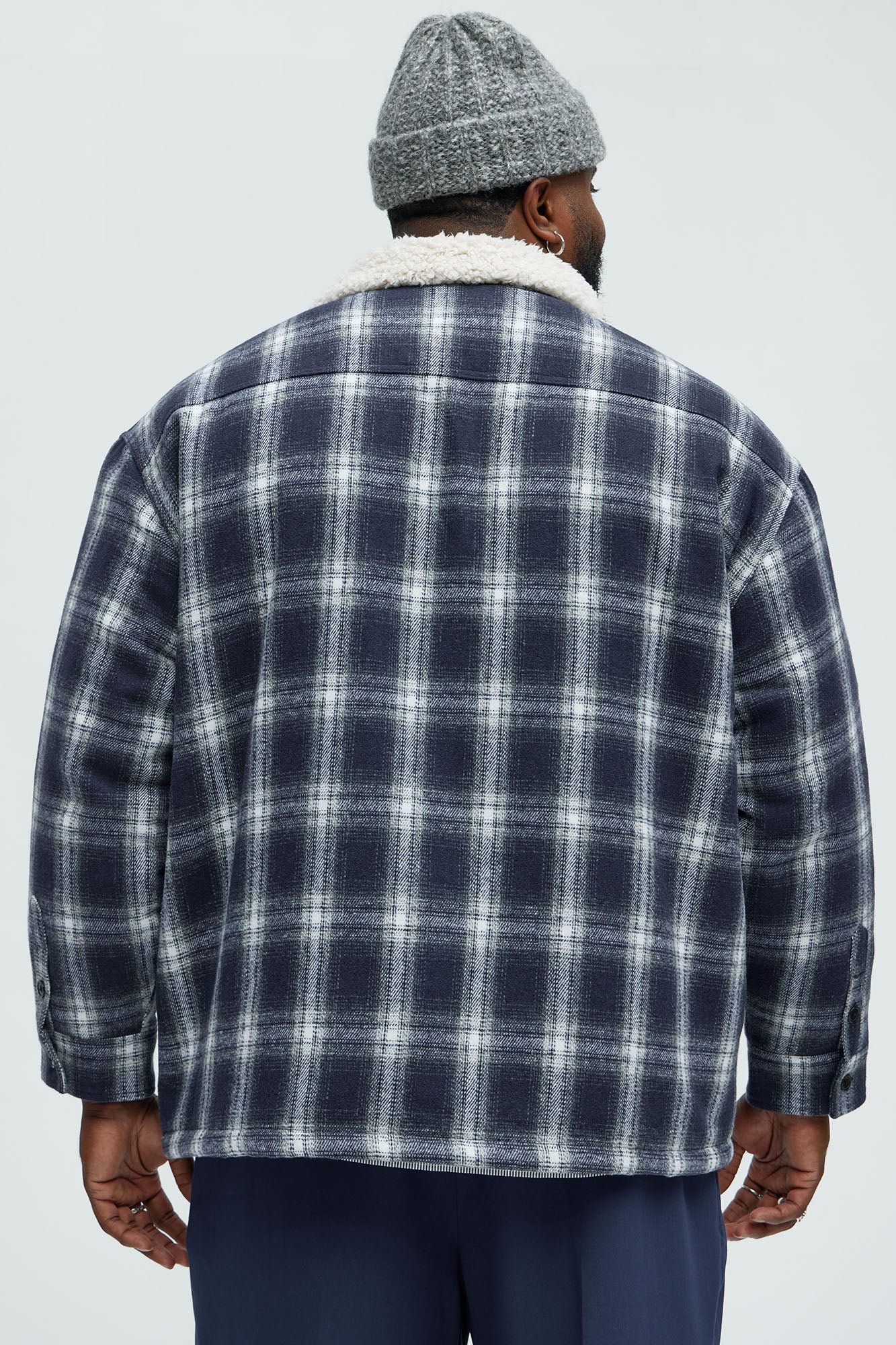 Sherpa Flannel Shacket - Blue/combo