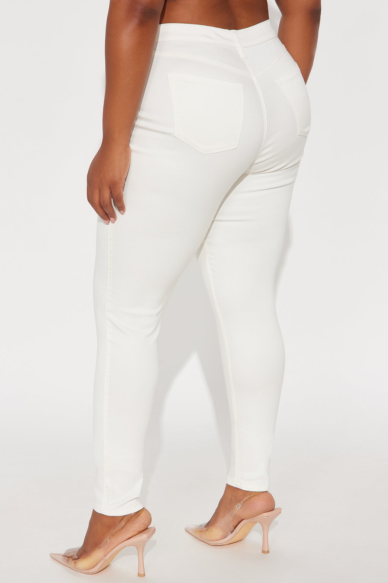 Classic High Waist Skinny Jeans - Cream