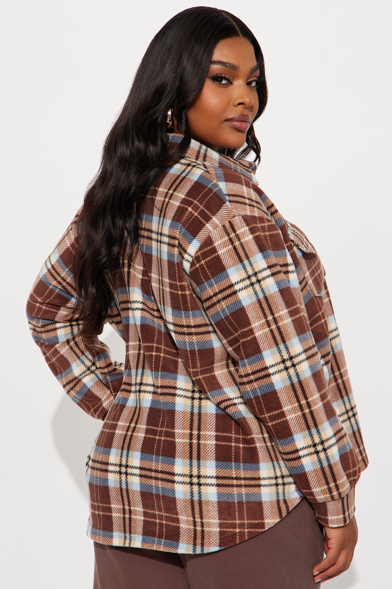 Dana Plaid Long Shacket - Brown/combo