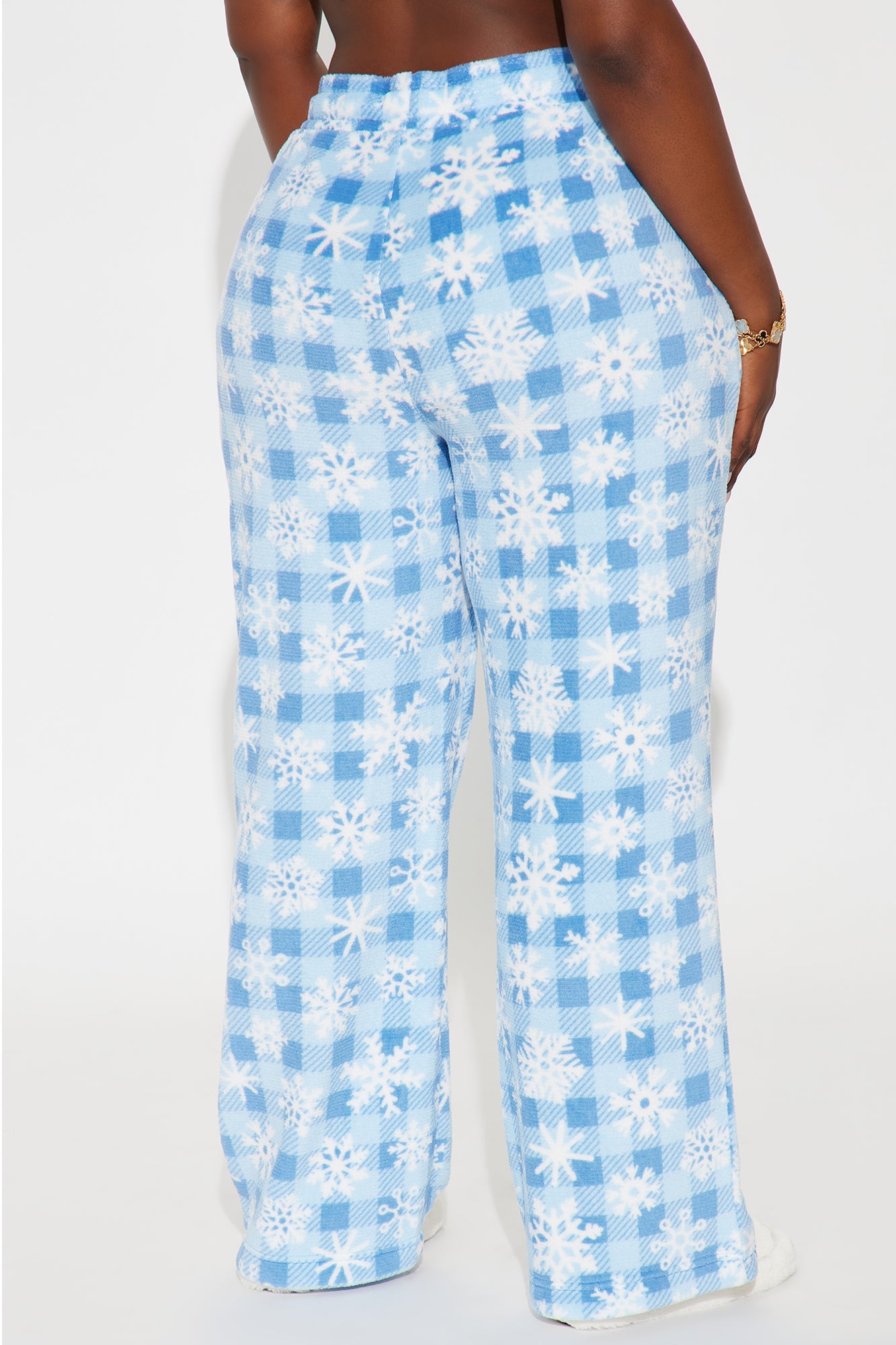 Jolly Snowflakes Plush PJ Pants - Light Blue