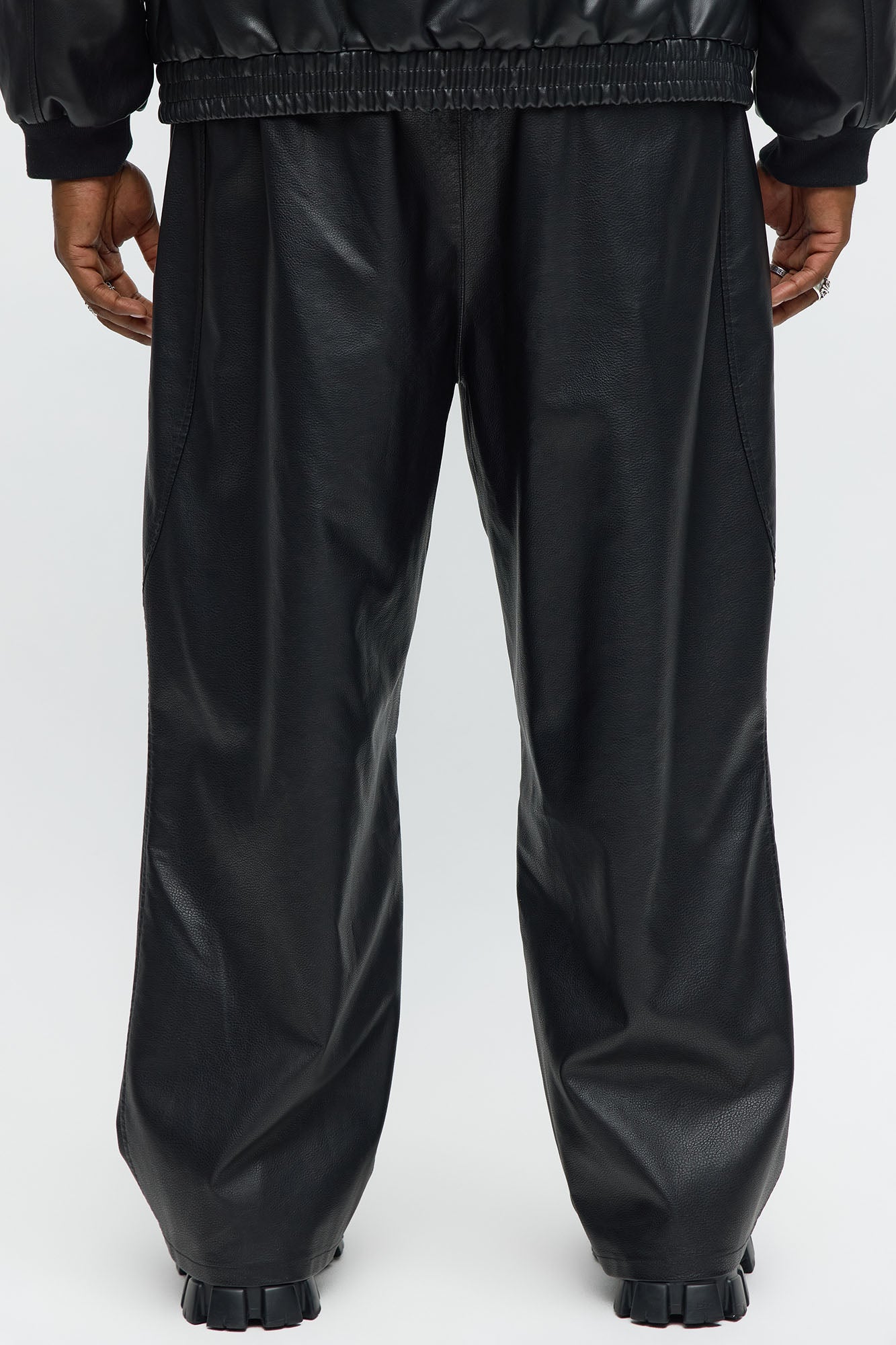 Baggy Slick In These Streets Faux Leather Pant - Black